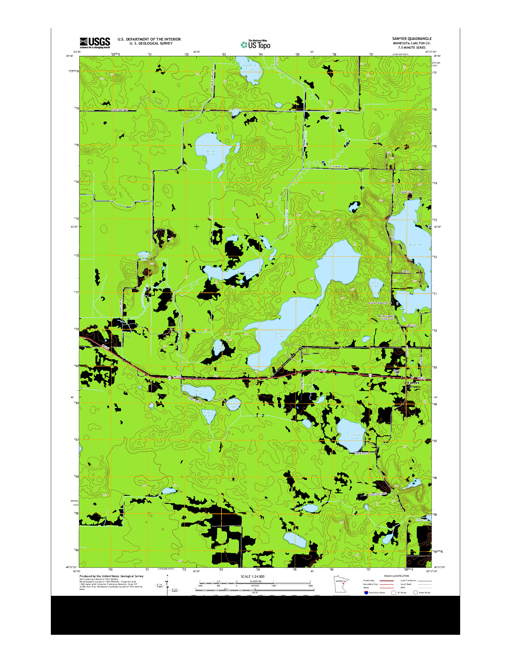 USGS US TOPO 7.5-MINUTE MAP FOR SAWYER, MN 2013