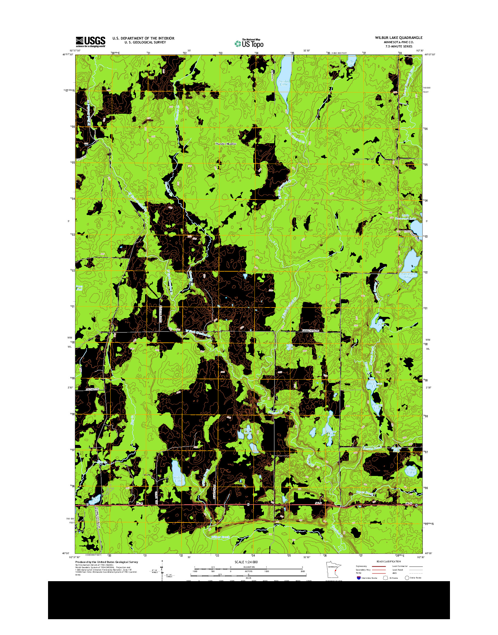 USGS US TOPO 7.5-MINUTE MAP FOR WILBUR LAKE, MN 2013