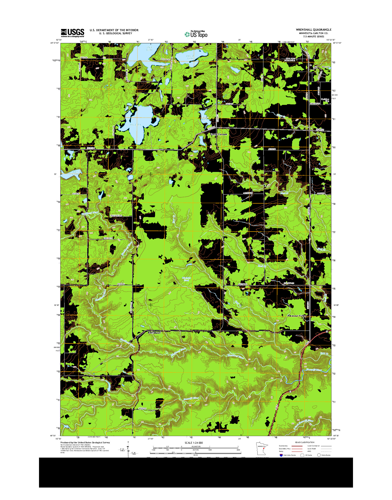 USGS US TOPO 7.5-MINUTE MAP FOR WRENSHALL, MN 2013