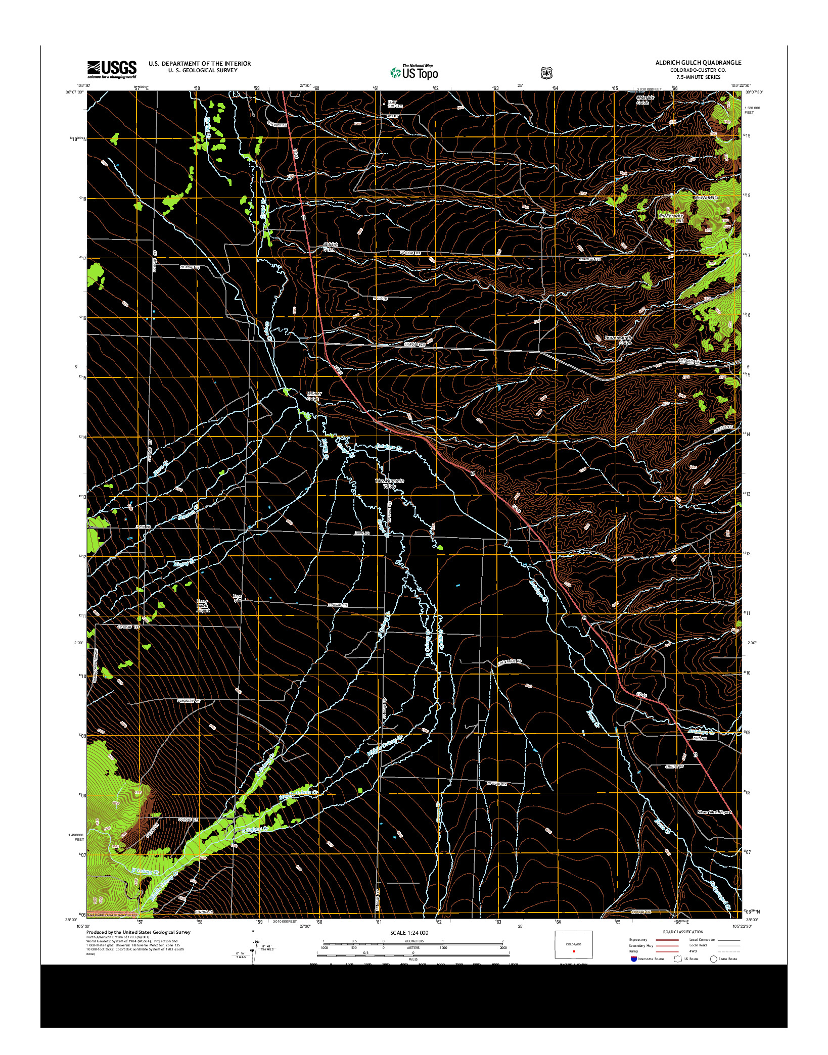 USGS US TOPO 7.5-MINUTE MAP FOR ALDRICH GULCH, CO 2013