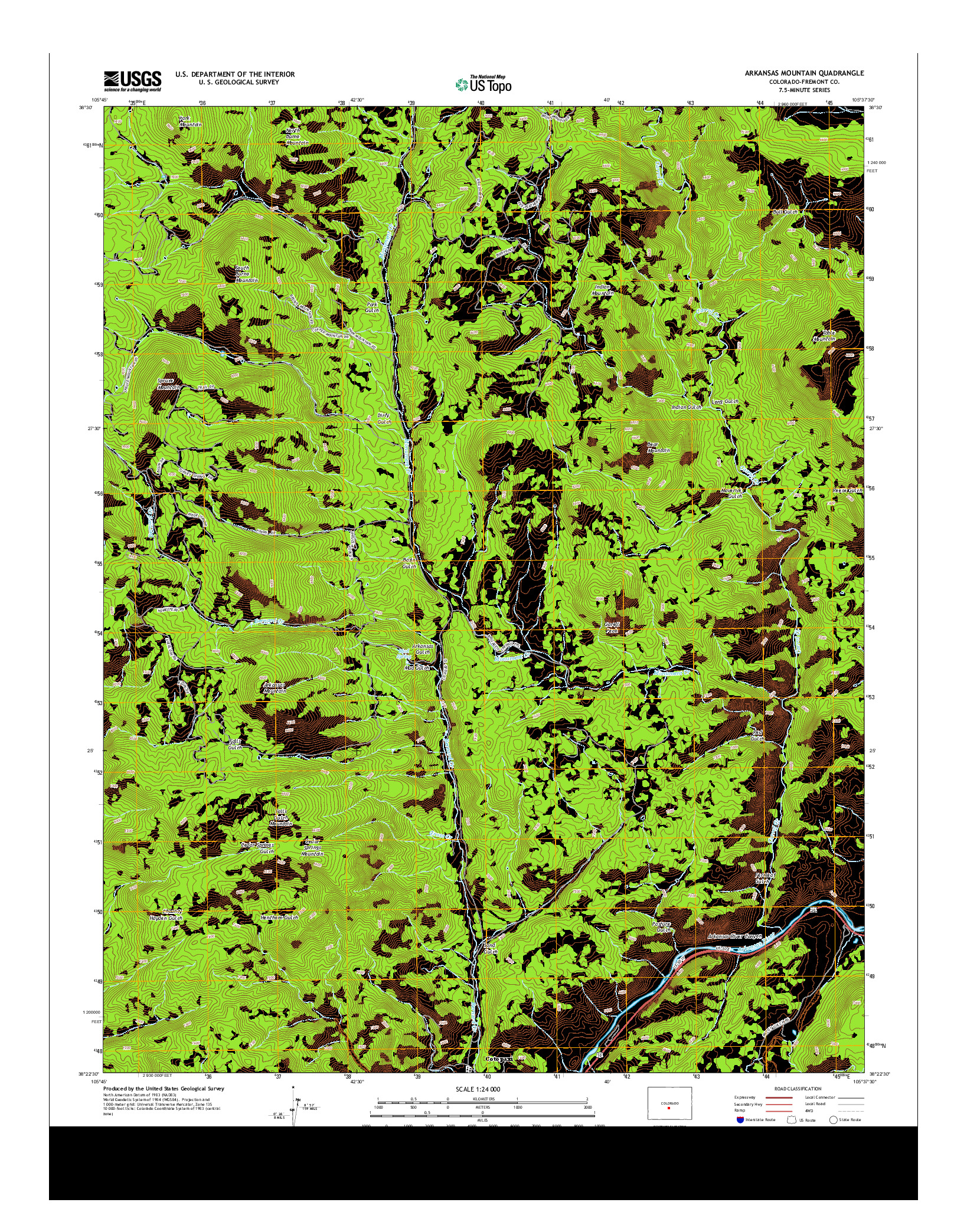 USGS US TOPO 7.5-MINUTE MAP FOR ARKANSAS MOUNTAIN, CO 2013