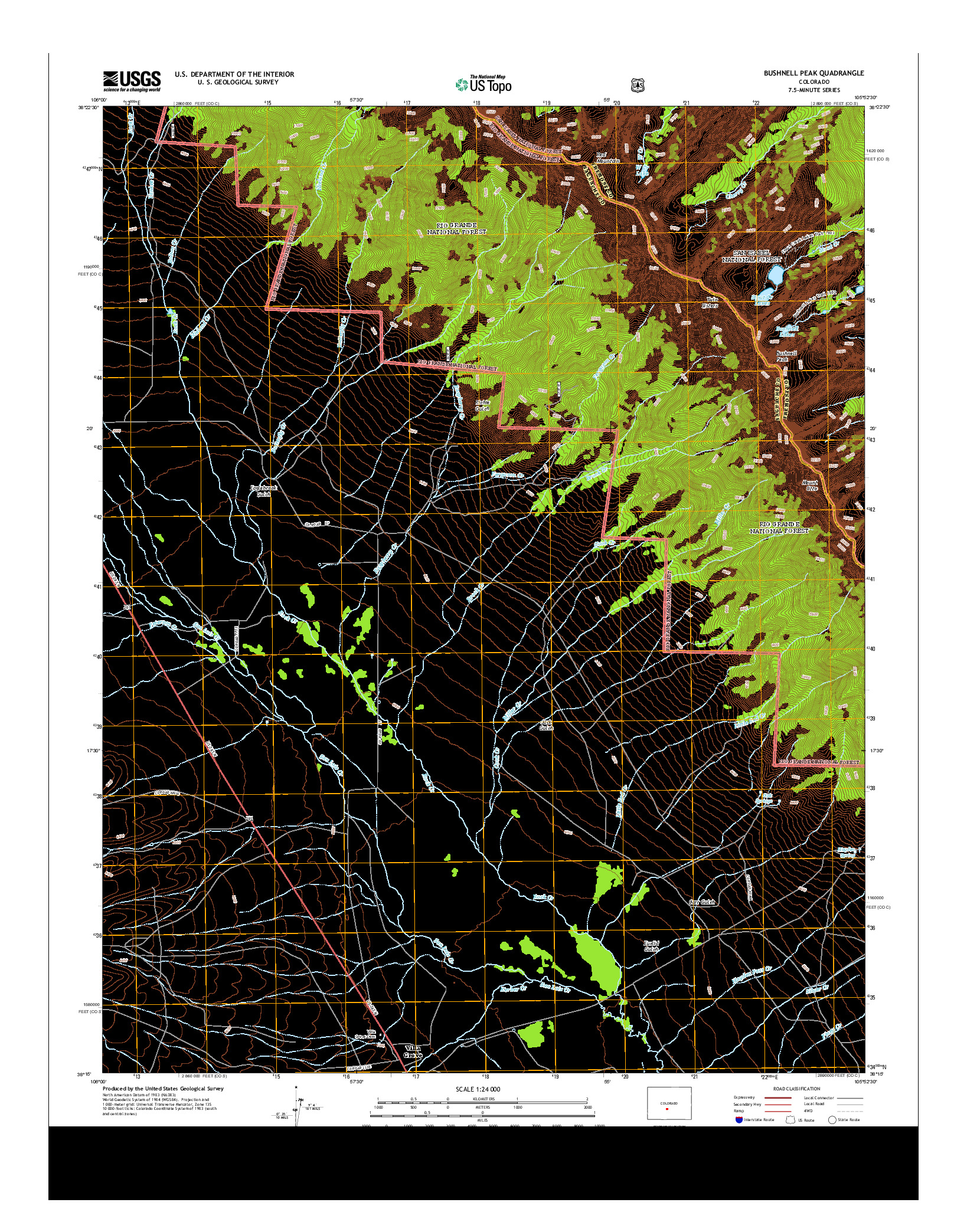USGS US TOPO 7.5-MINUTE MAP FOR BUSHNELL PEAK, CO 2013