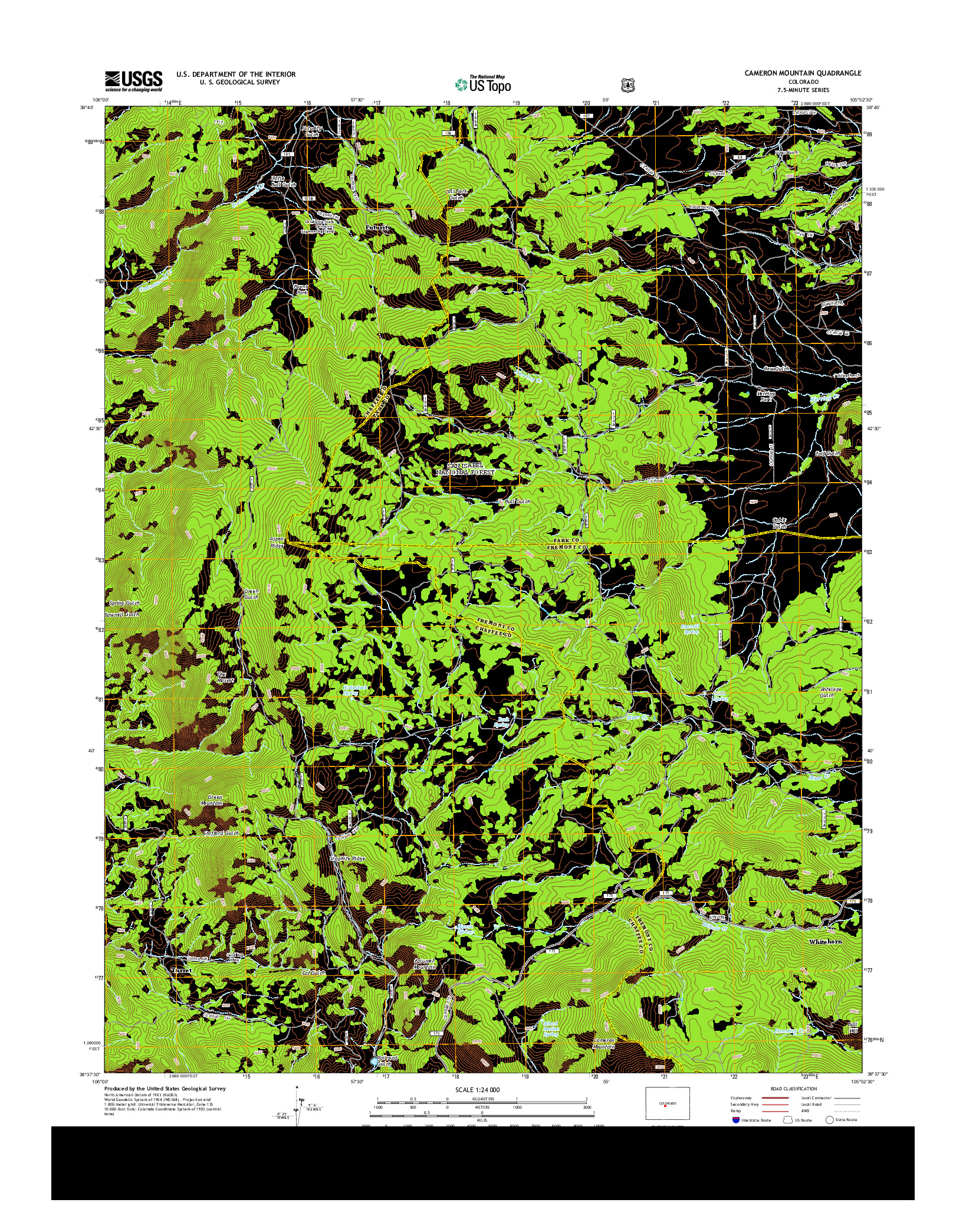 USGS US TOPO 7.5-MINUTE MAP FOR CAMERON MOUNTAIN, CO 2013