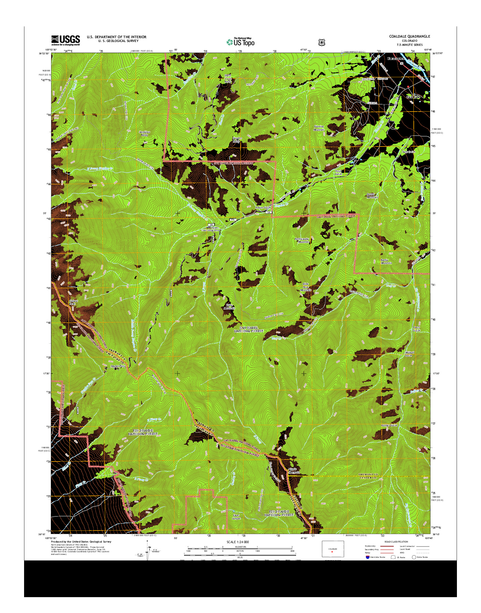 USGS US TOPO 7.5-MINUTE MAP FOR COALDALE, CO 2013