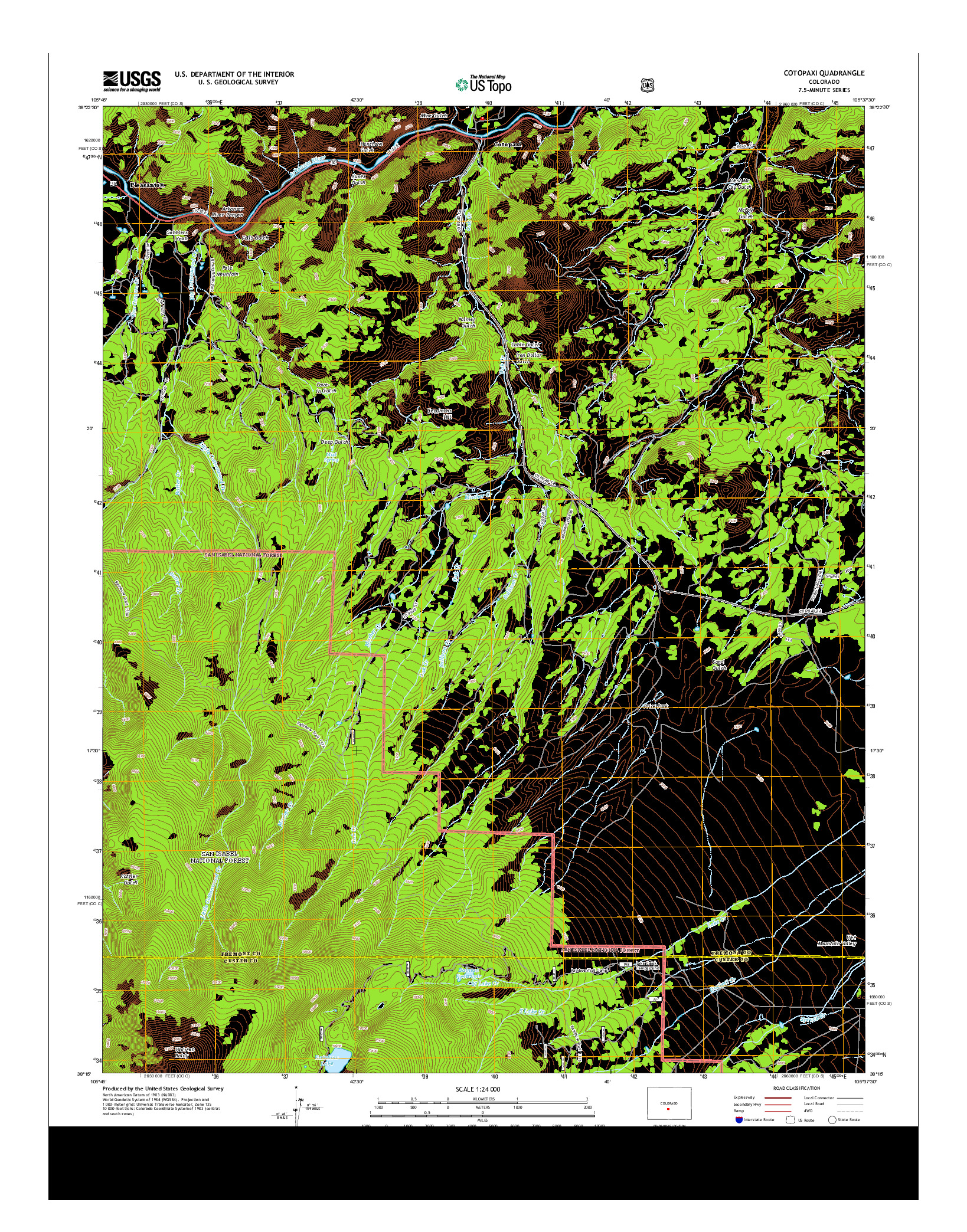 USGS US TOPO 7.5-MINUTE MAP FOR COTOPAXI, CO 2013