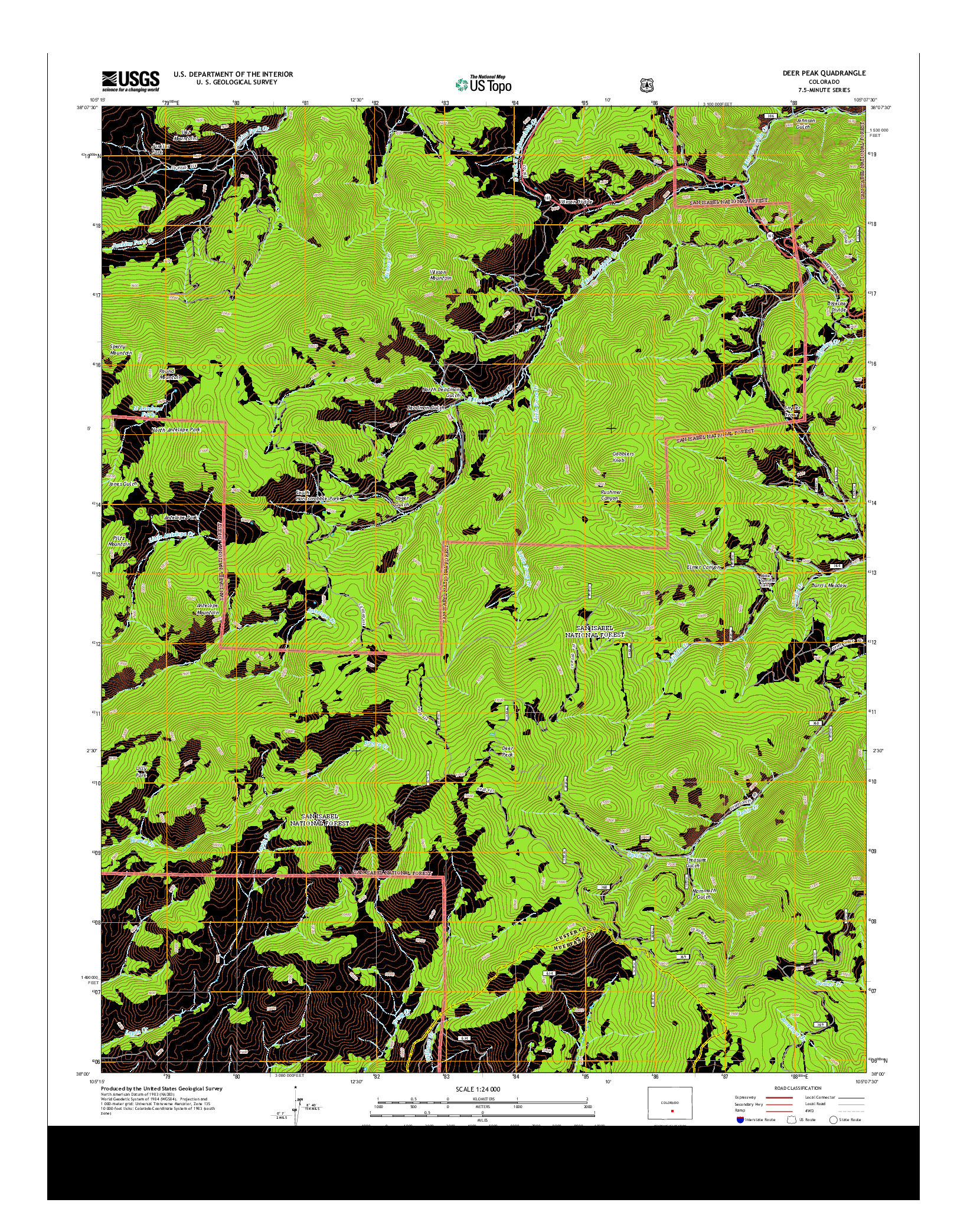 USGS US TOPO 7.5-MINUTE MAP FOR DEER PEAK, CO 2013