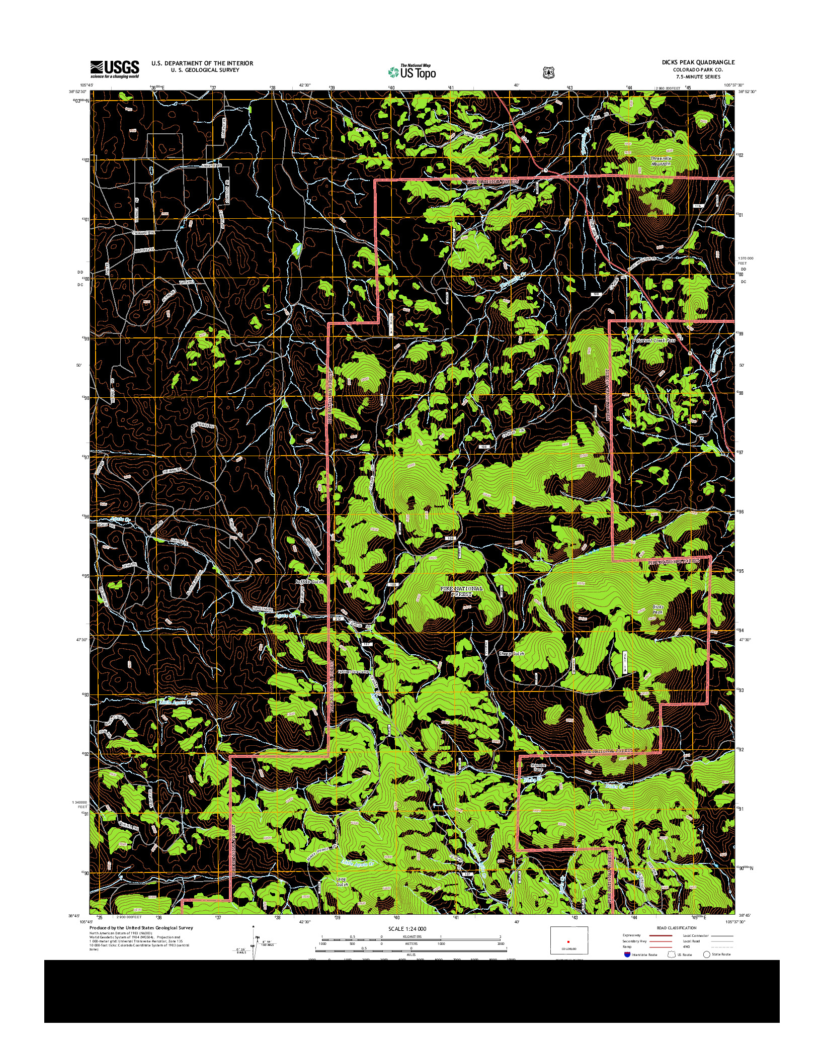 USGS US TOPO 7.5-MINUTE MAP FOR DICKS PEAK, CO 2013