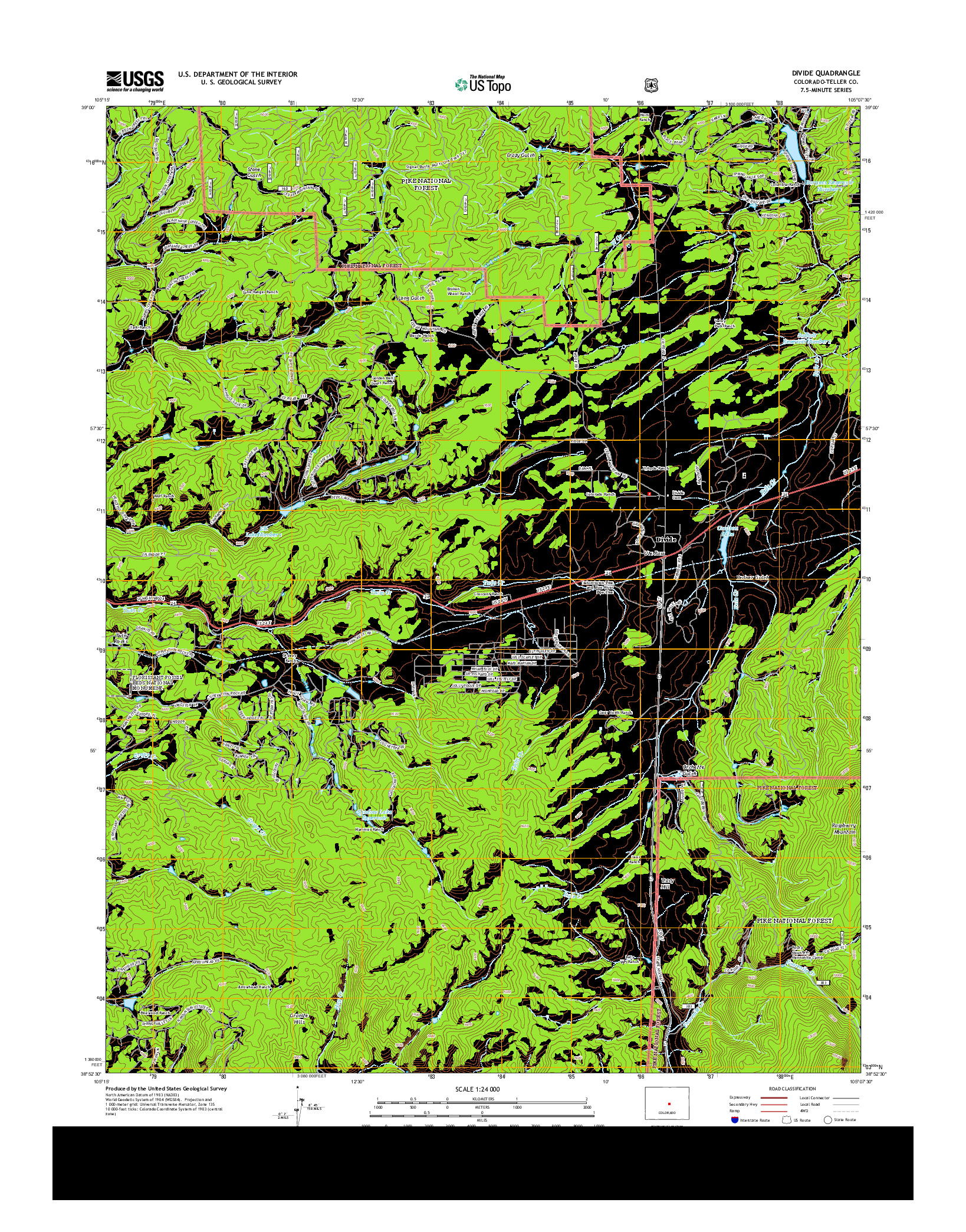 USGS US TOPO 7.5-MINUTE MAP FOR DIVIDE, CO 2013