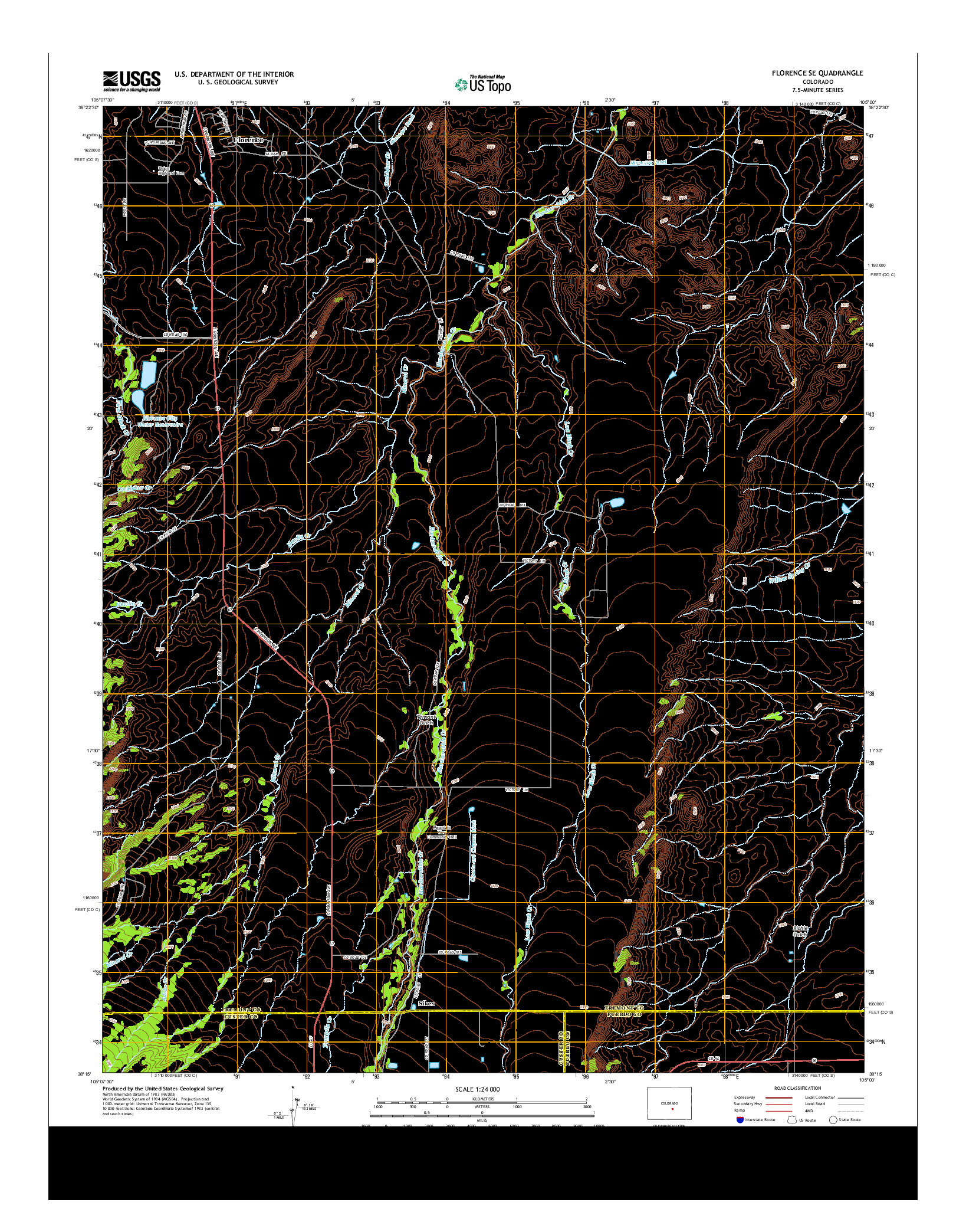 USGS US TOPO 7.5-MINUTE MAP FOR FLORENCE SE, CO 2013