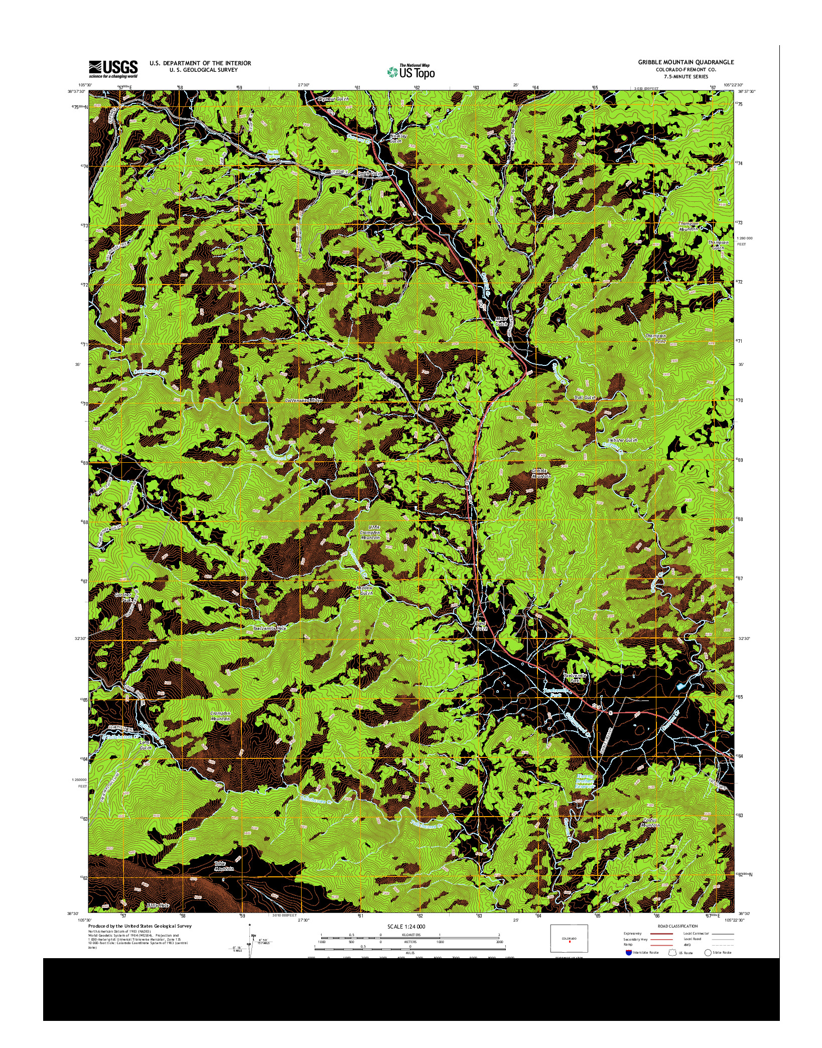 USGS US TOPO 7.5-MINUTE MAP FOR GRIBBLE MOUNTAIN, CO 2013