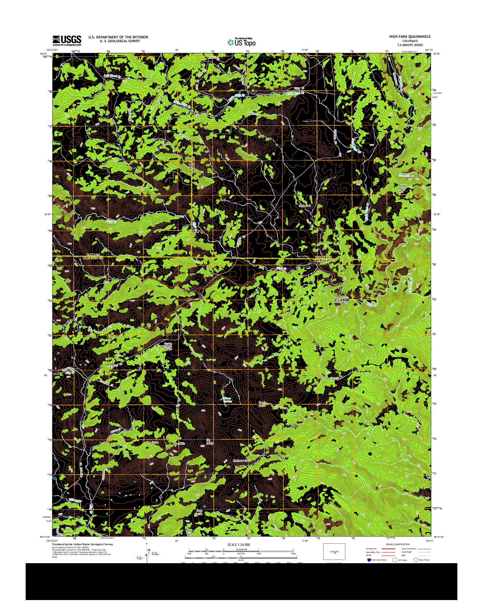 USGS US TOPO 7.5-MINUTE MAP FOR HIGH PARK, CO 2013