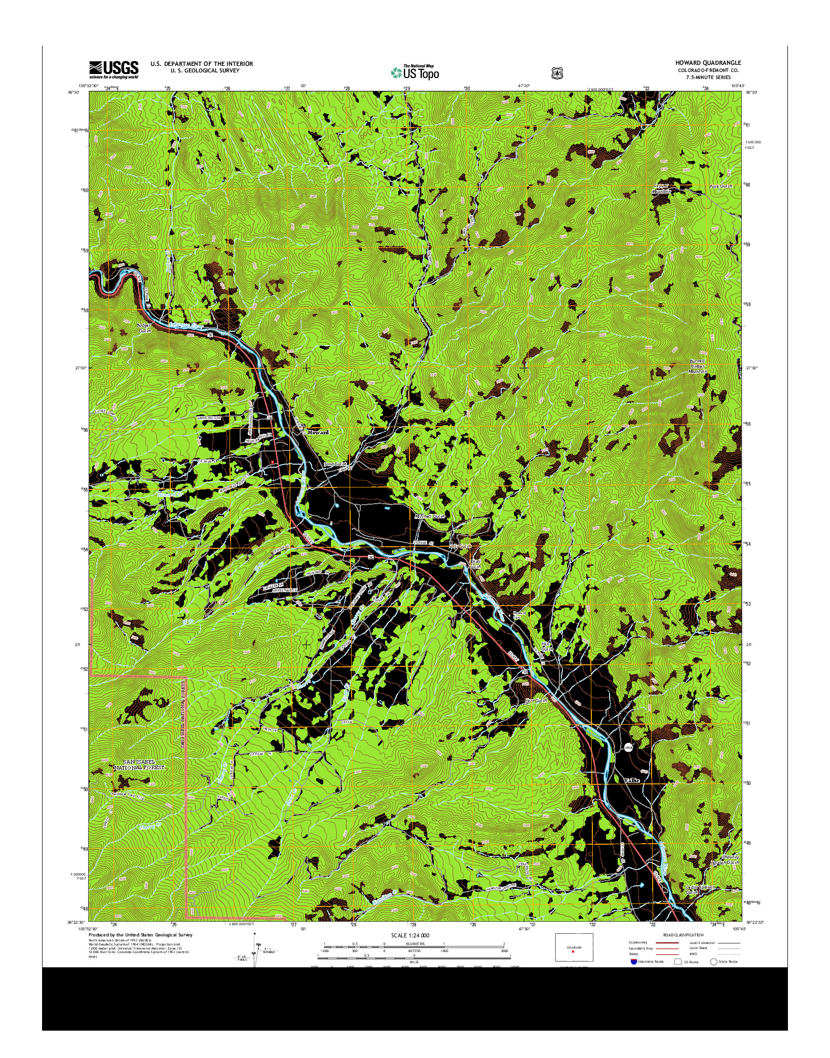 USGS US TOPO 7.5-MINUTE MAP FOR HOWARD, CO 2013