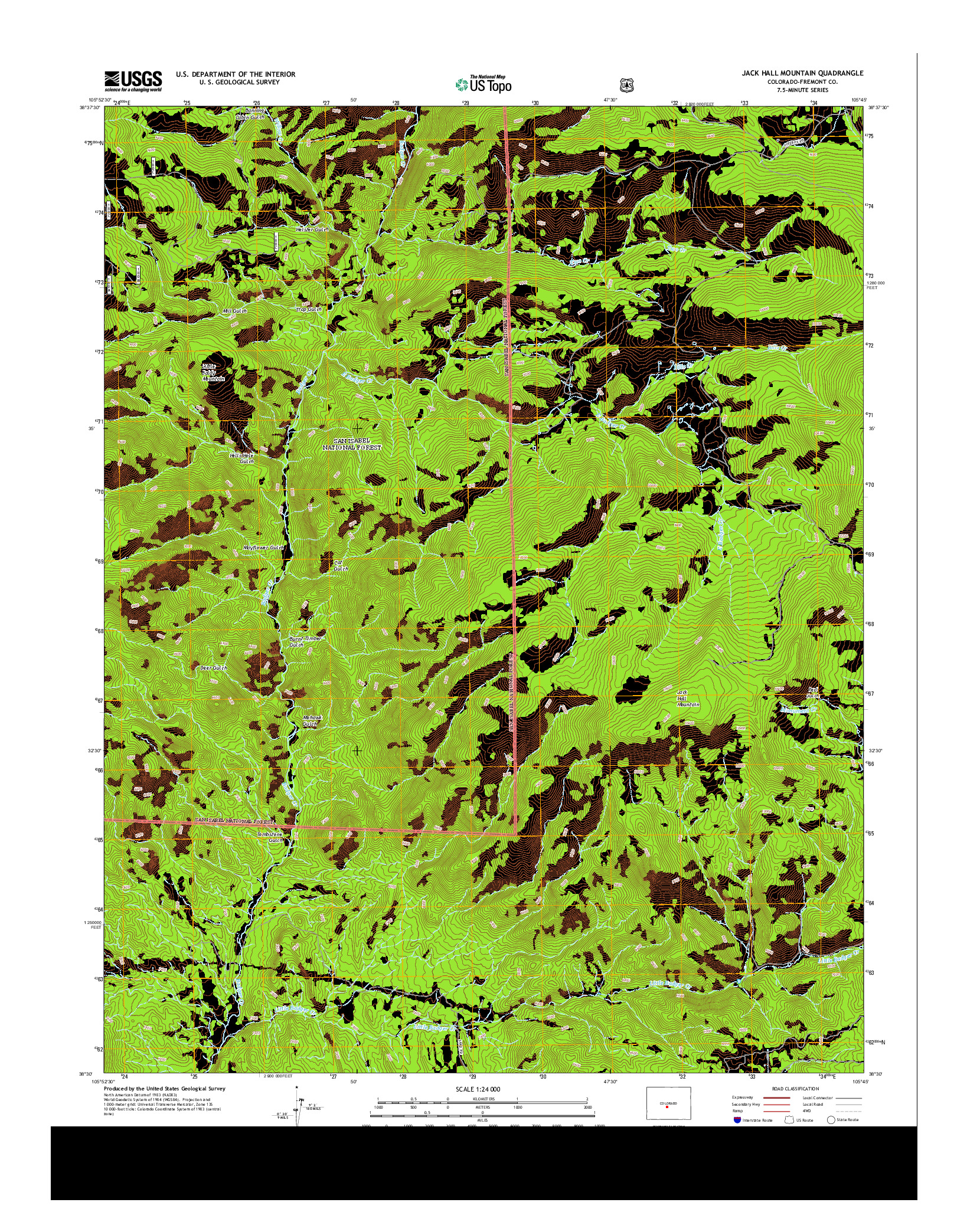 USGS US TOPO 7.5-MINUTE MAP FOR JACK HALL MOUNTAIN, CO 2013