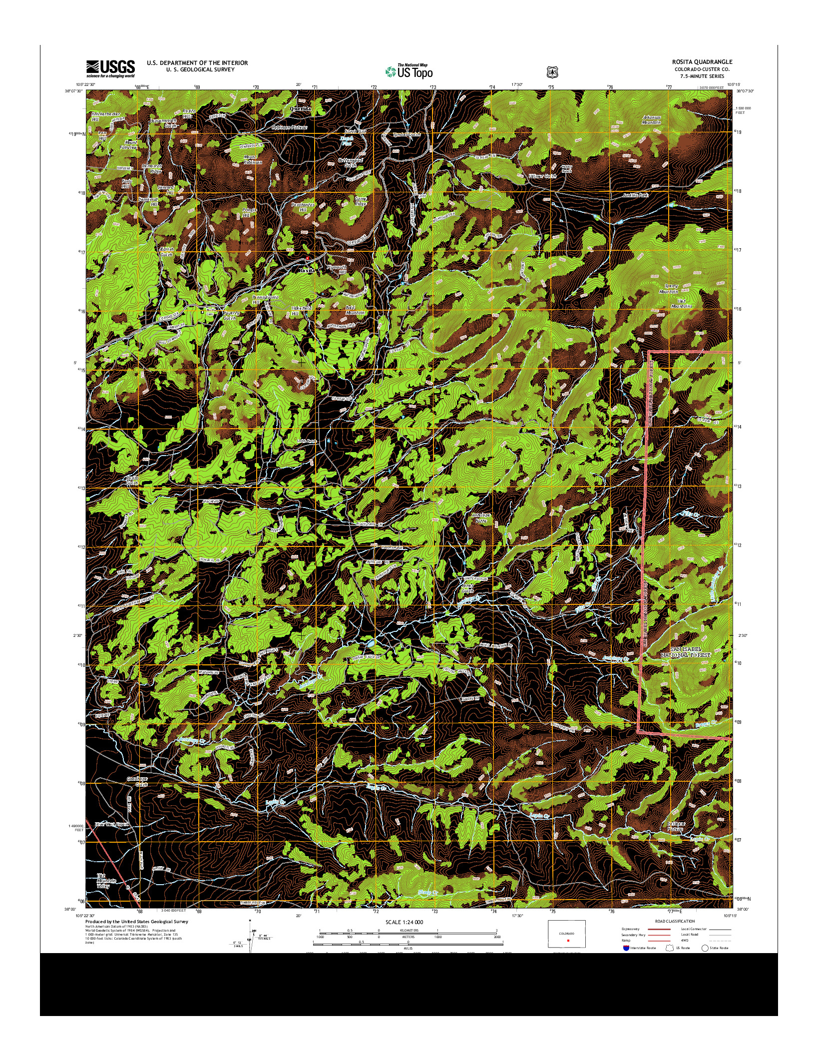 USGS US TOPO 7.5-MINUTE MAP FOR ROSITA, CO 2013