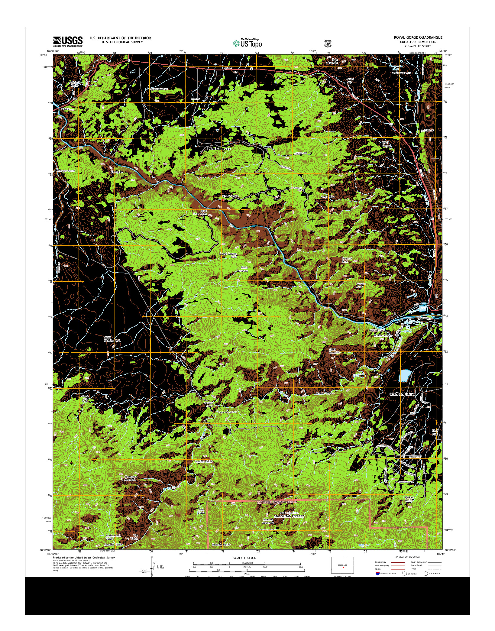 USGS US TOPO 7.5-MINUTE MAP FOR ROYAL GORGE, CO 2013