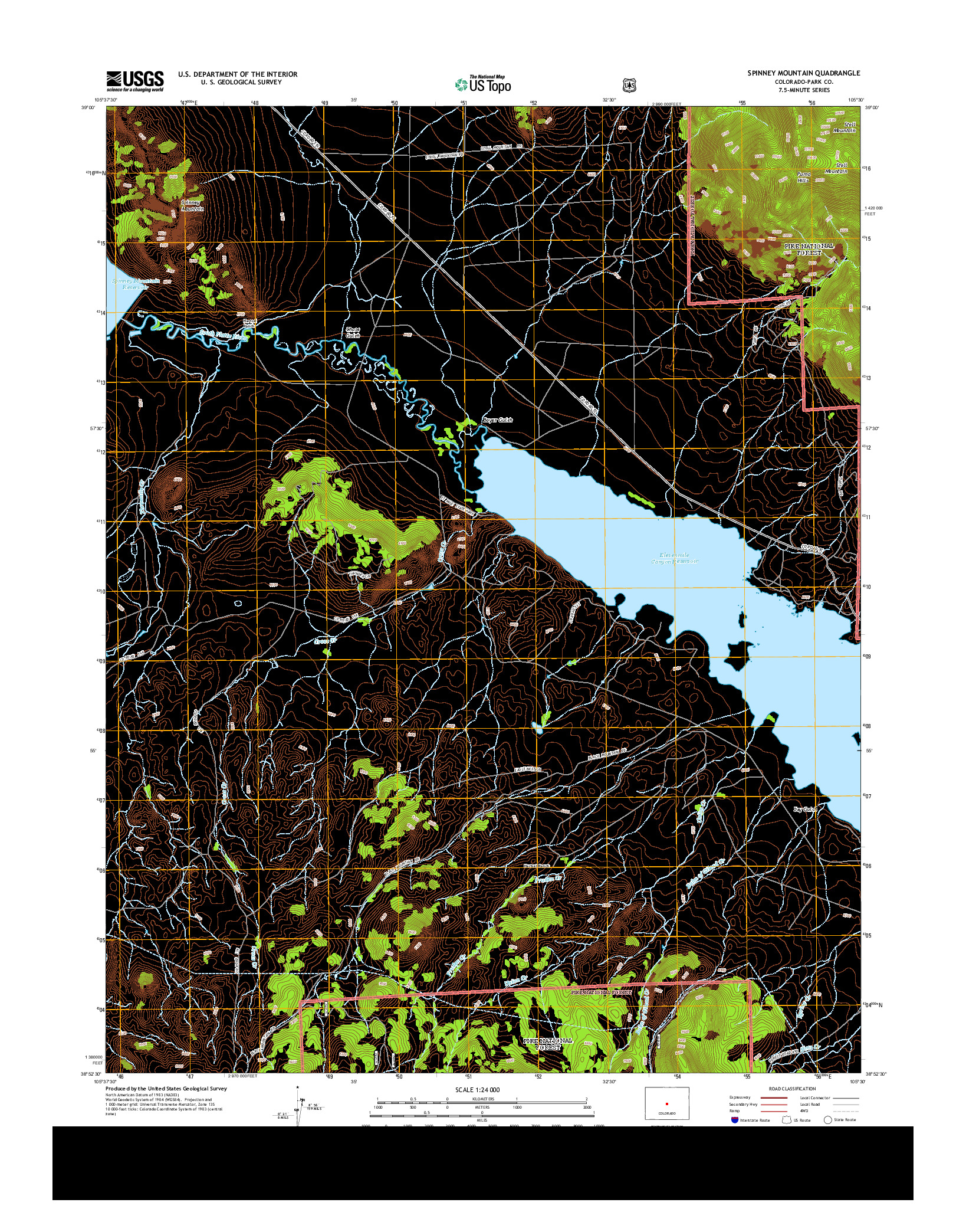 USGS US TOPO 7.5-MINUTE MAP FOR SPINNEY MOUNTAIN, CO 2013