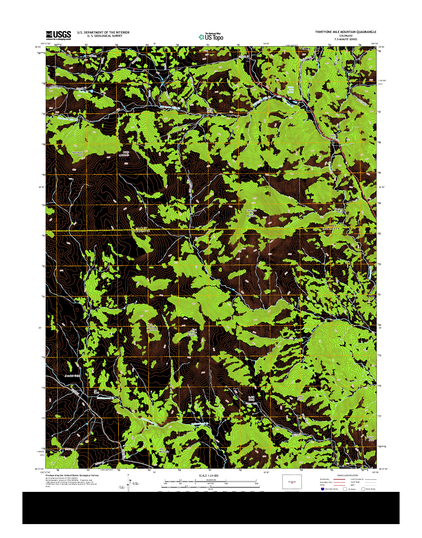 USGS US TOPO 7.5-MINUTE MAP FOR THIRTYONE MILE MOUNTAIN, CO 2013