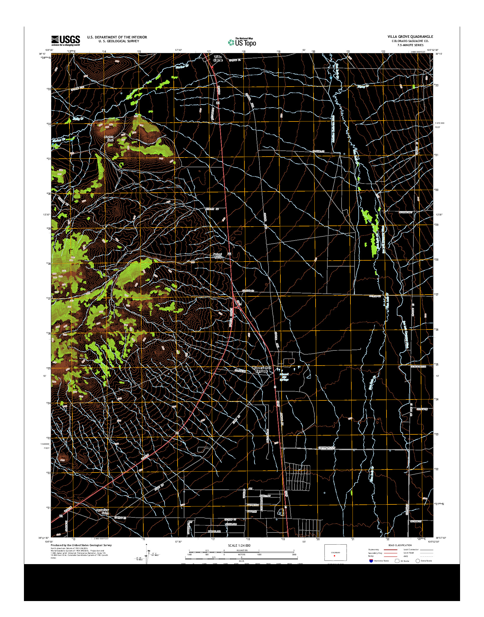 USGS US TOPO 7.5-MINUTE MAP FOR VILLA GROVE, CO 2013