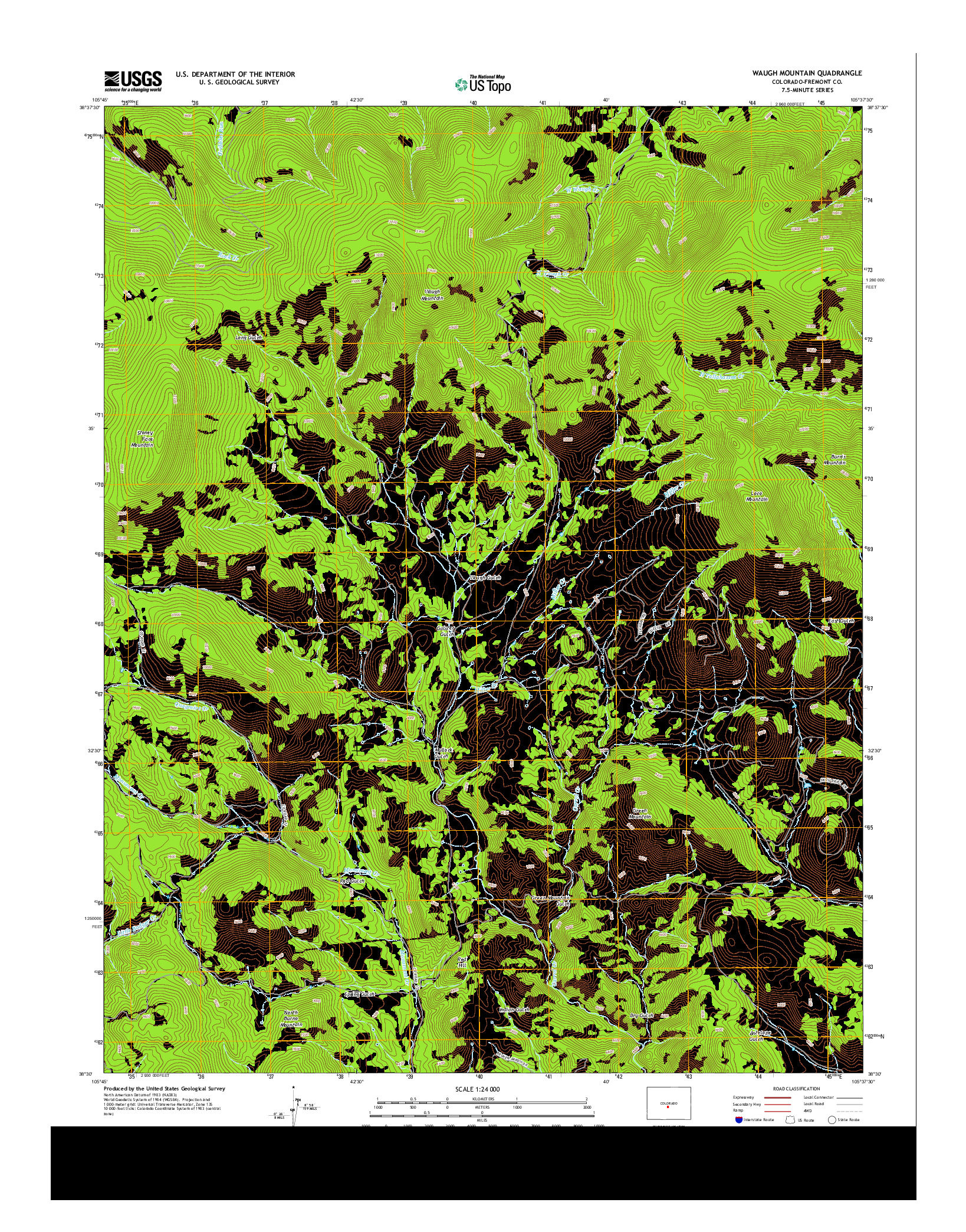 USGS US TOPO 7.5-MINUTE MAP FOR WAUGH MOUNTAIN, CO 2013