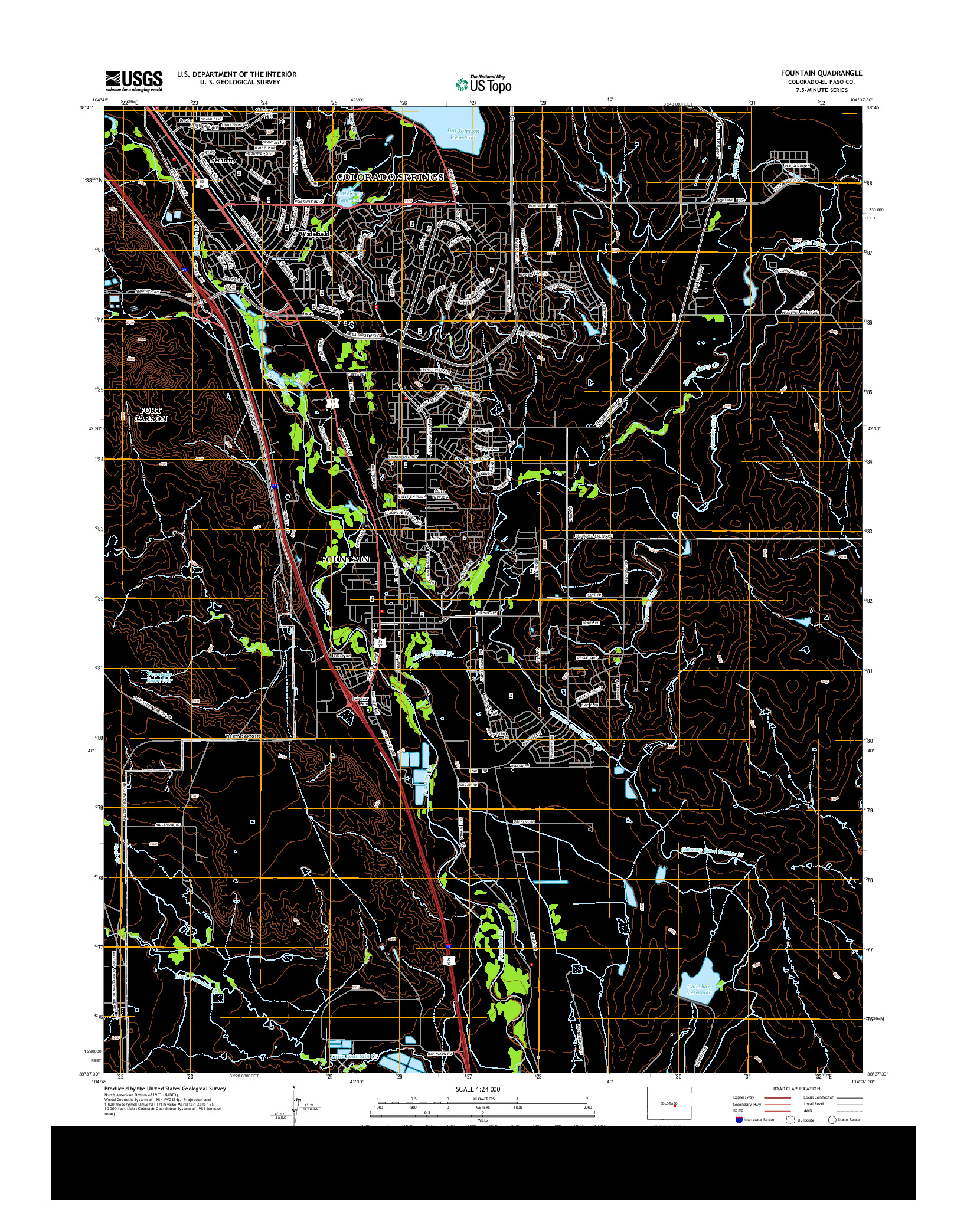 USGS US TOPO 7.5-MINUTE MAP FOR FOUNTAIN, CO 2013