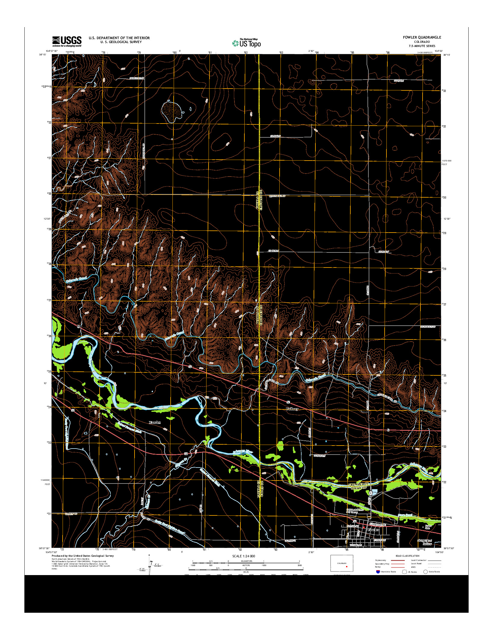 USGS US TOPO 7.5-MINUTE MAP FOR FOWLER, CO 2013