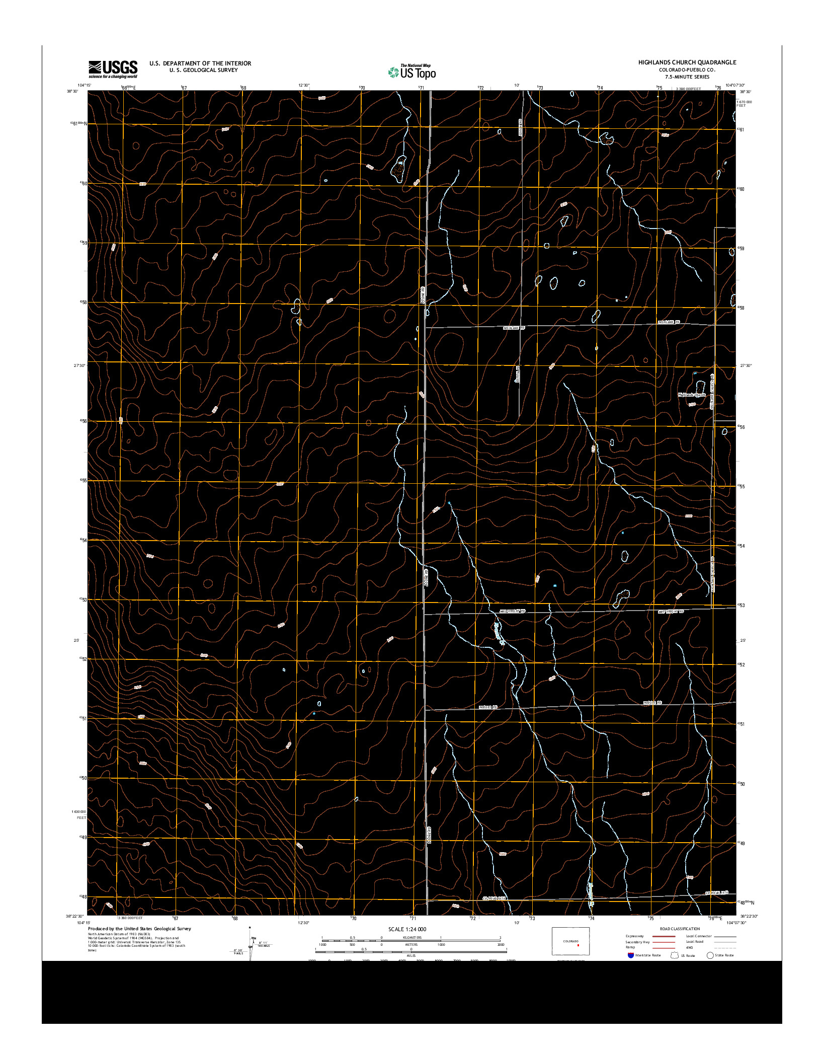 USGS US TOPO 7.5-MINUTE MAP FOR HIGHLANDS CHURCH, CO 2013