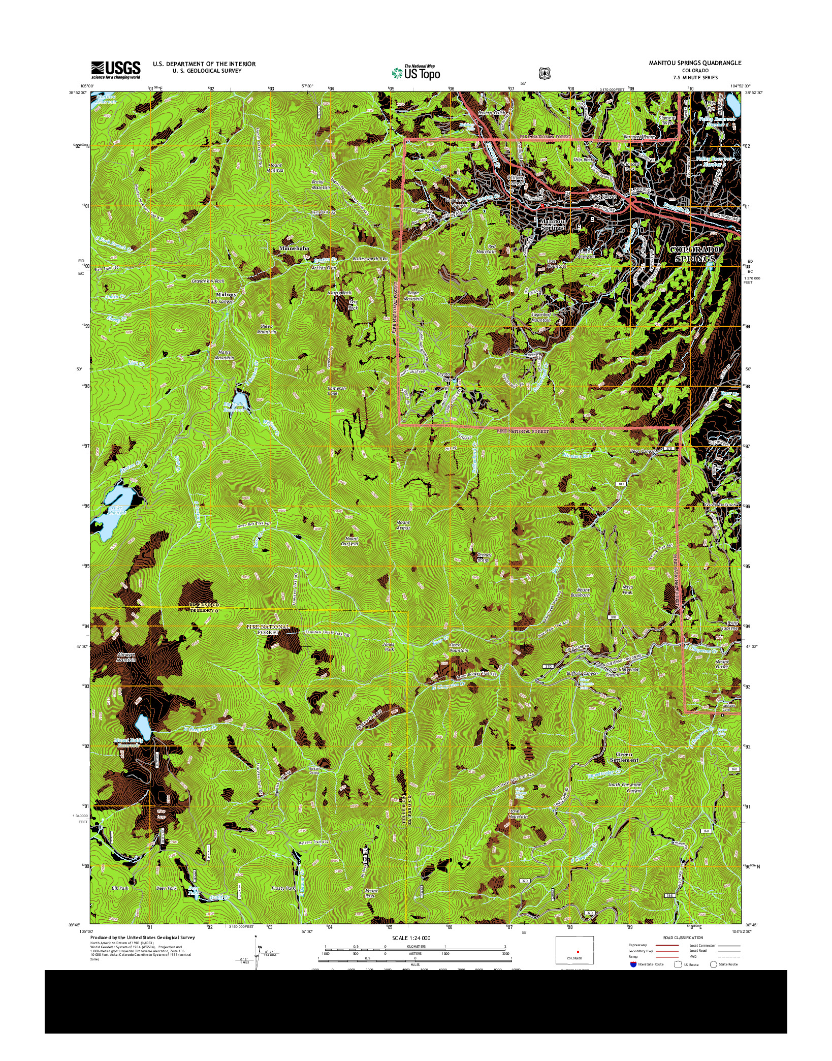 USGS US TOPO 7.5-MINUTE MAP FOR MANITOU SPRINGS, CO 2013