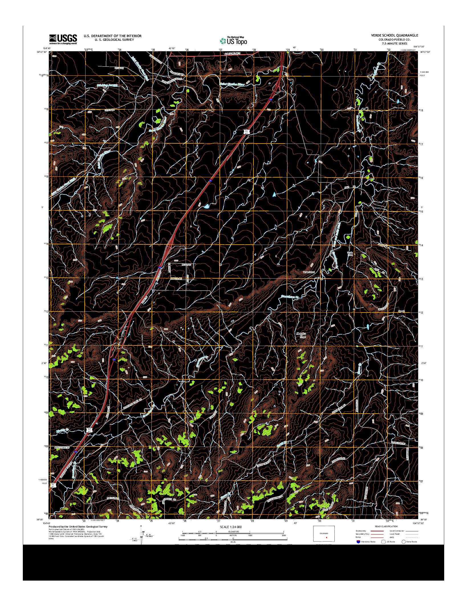 USGS US TOPO 7.5-MINUTE MAP FOR VERDE SCHOOL, CO 2013