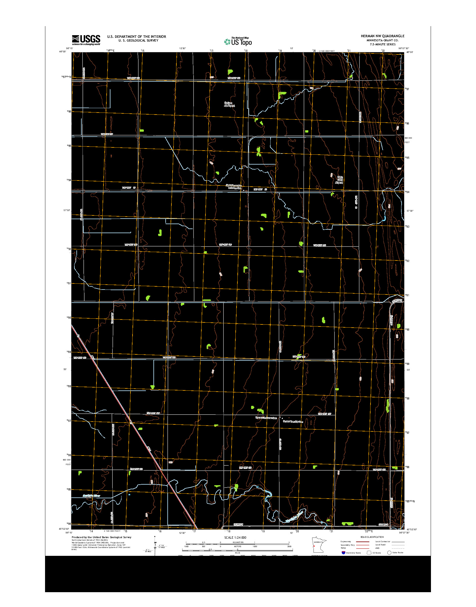 USGS US TOPO 7.5-MINUTE MAP FOR HERMAN NW, MN 2013