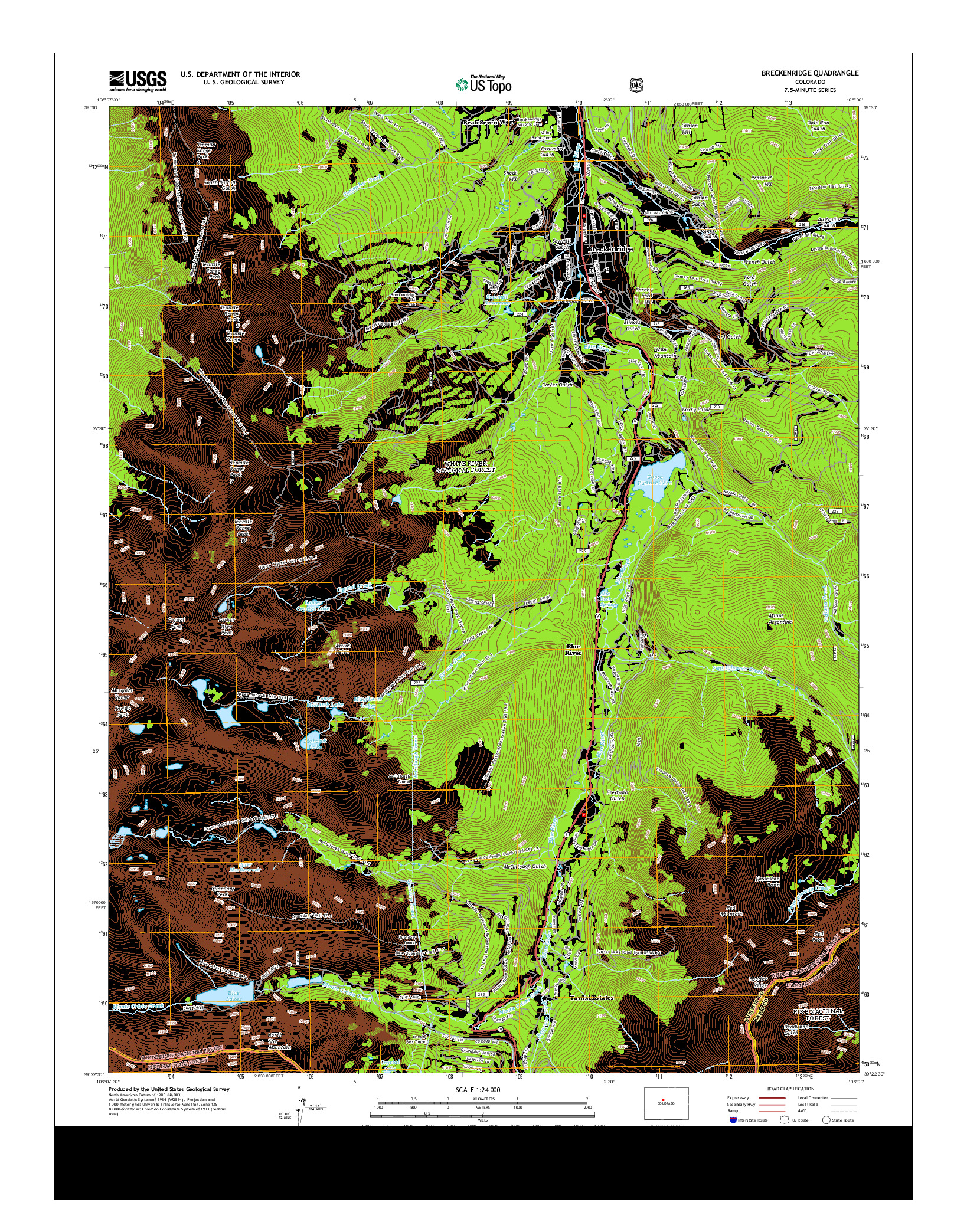 USGS US TOPO 7.5-MINUTE MAP FOR BRECKENRIDGE, CO 2013