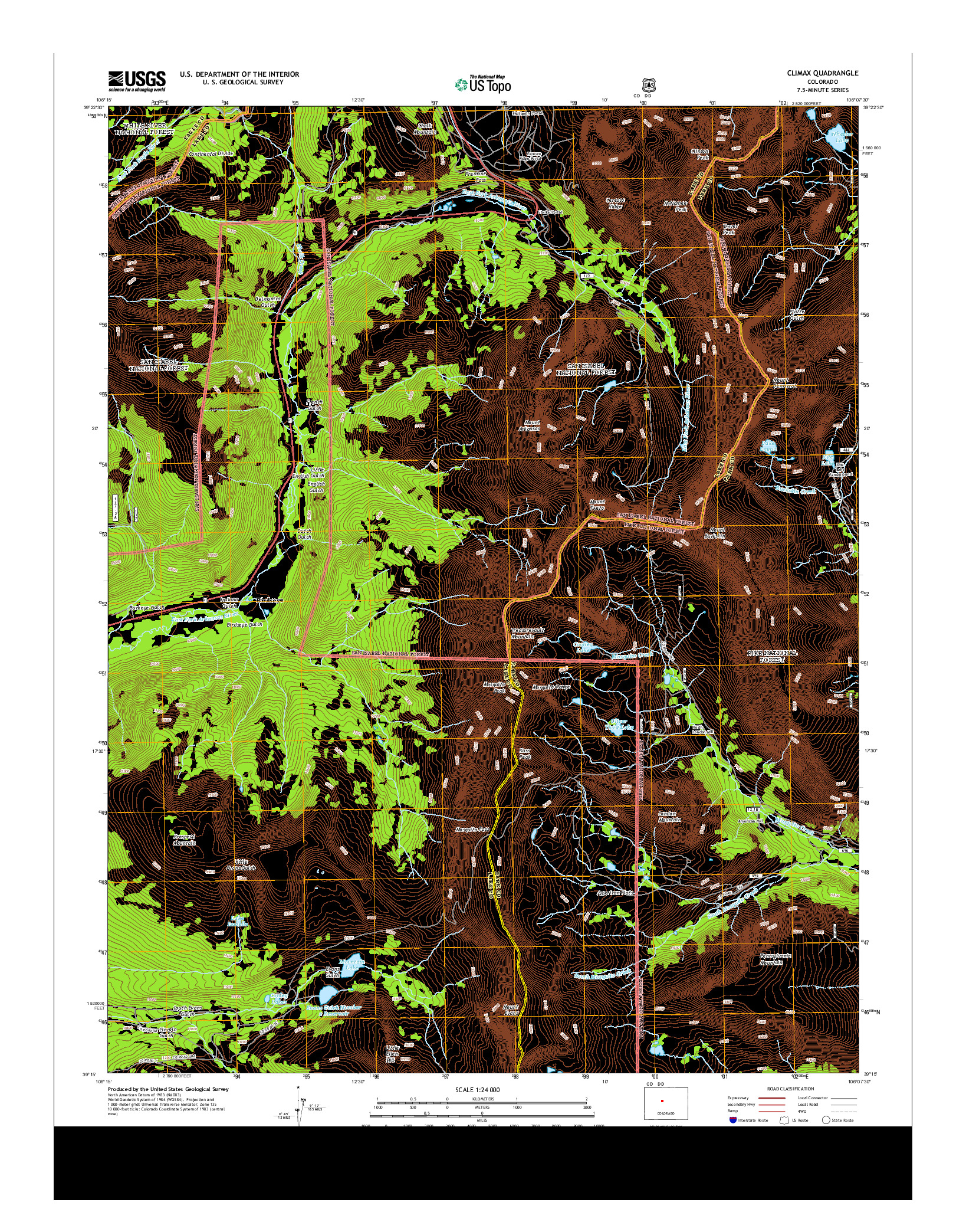 USGS US TOPO 7.5-MINUTE MAP FOR CLIMAX, CO 2013