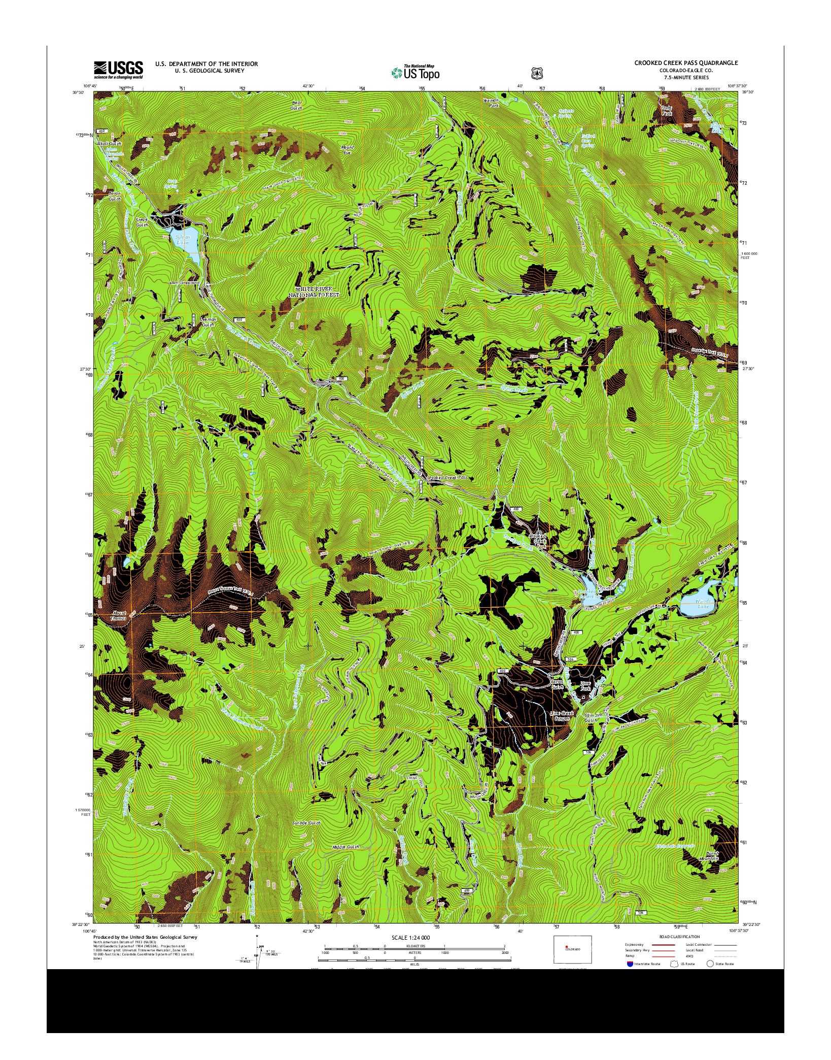 USGS US TOPO 7.5-MINUTE MAP FOR CROOKED CREEK PASS, CO 2013