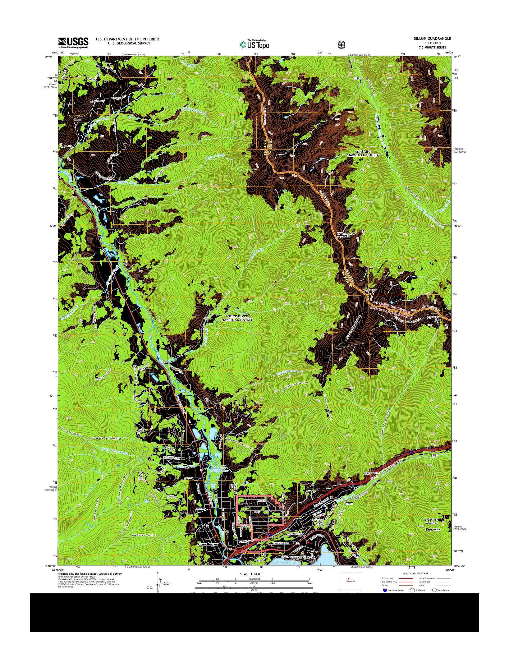 USGS US TOPO 7.5-MINUTE MAP FOR DILLON, CO 2013