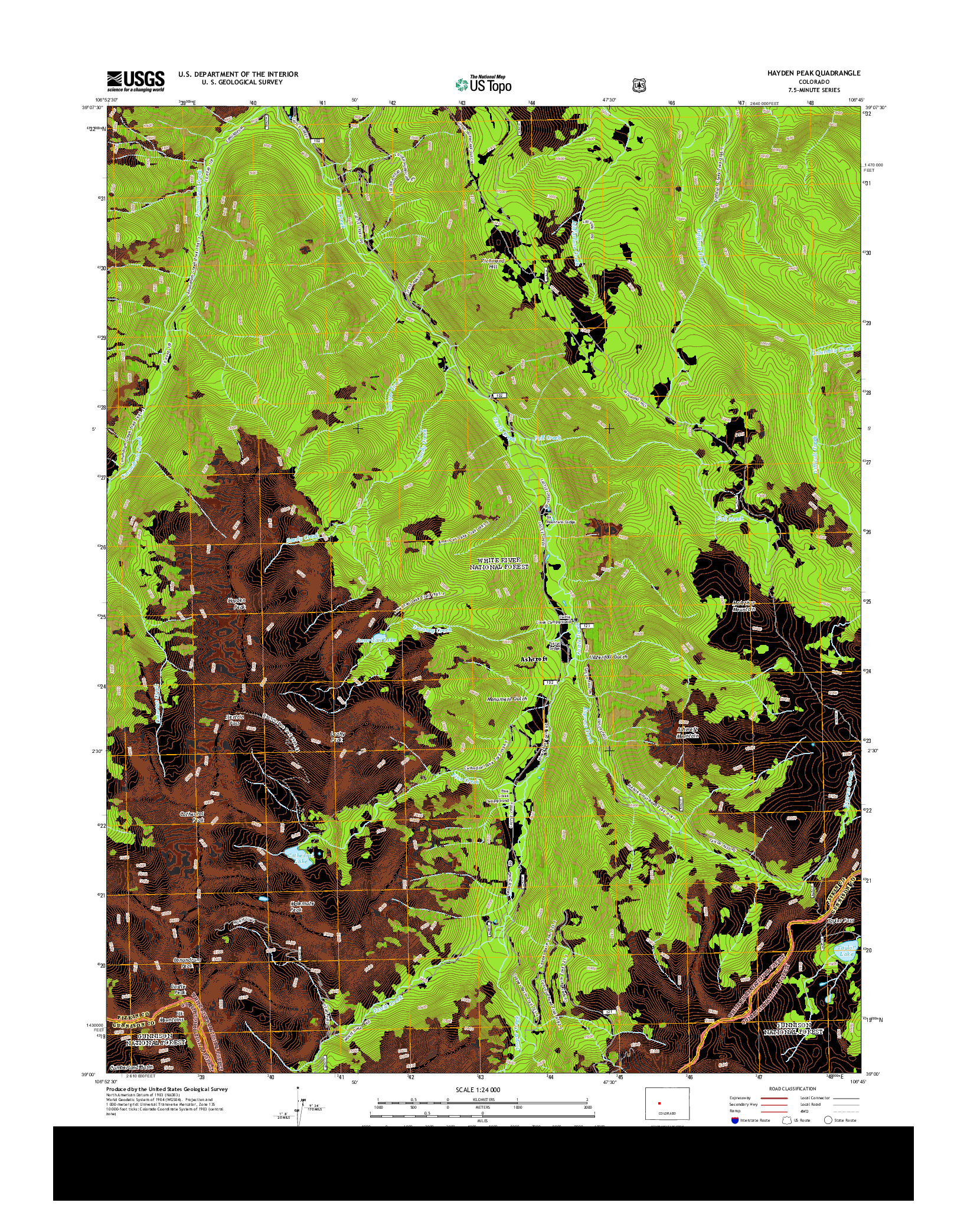 USGS US TOPO 7.5-MINUTE MAP FOR HAYDEN PEAK, CO 2013