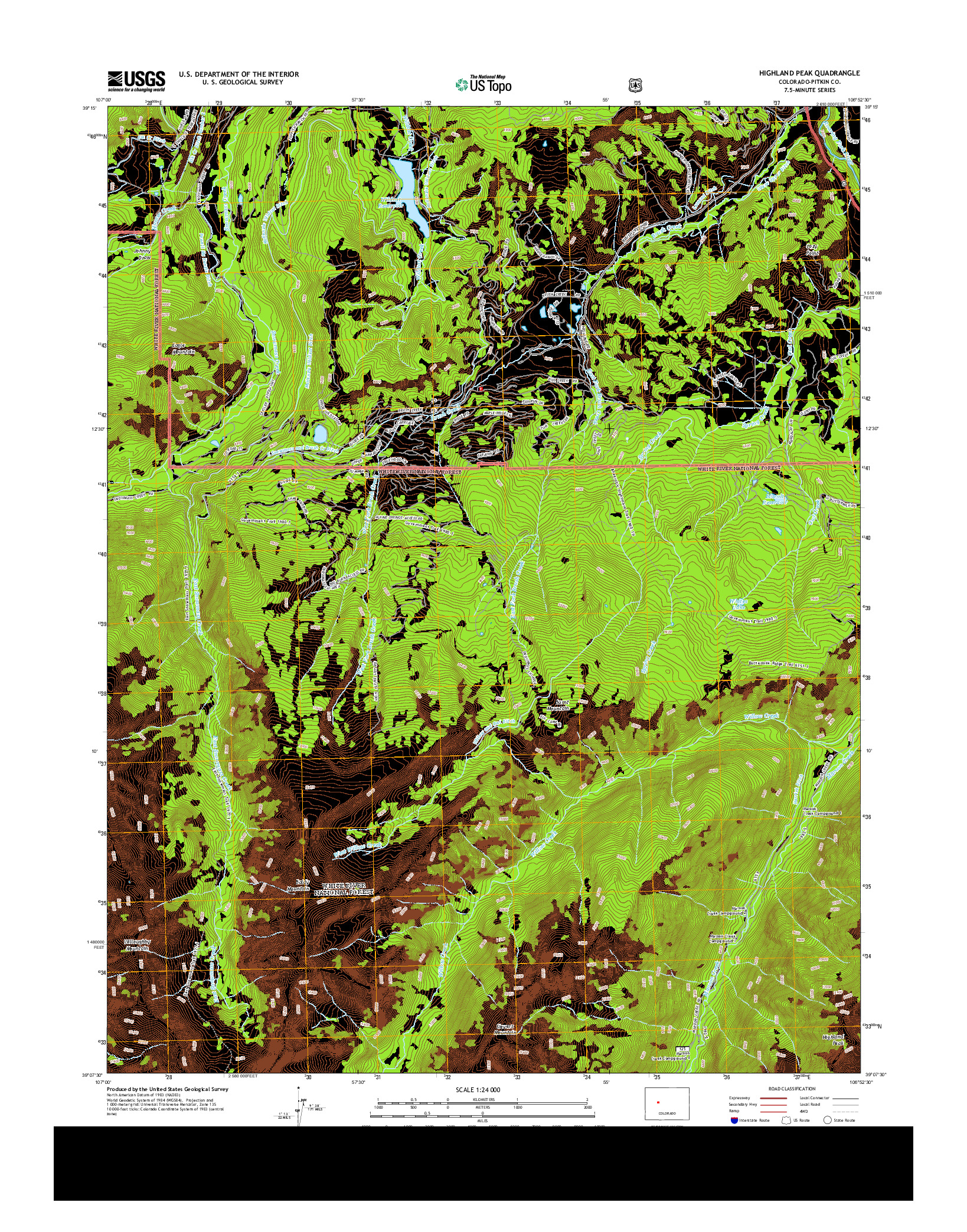 USGS US TOPO 7.5-MINUTE MAP FOR HIGHLAND PEAK, CO 2013