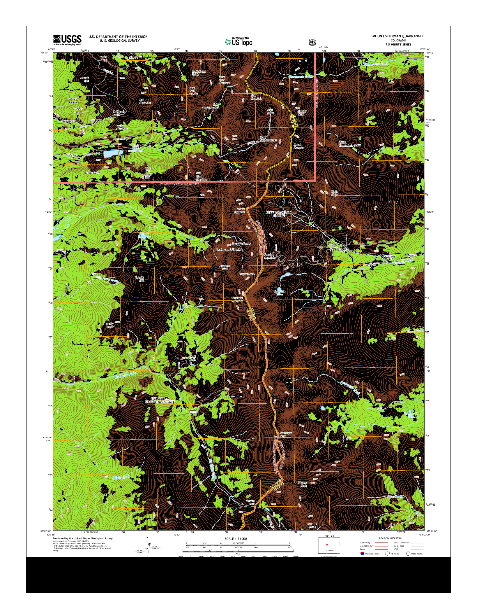 USGS US TOPO 7.5-MINUTE MAP FOR MOUNT SHERMAN, CO 2013