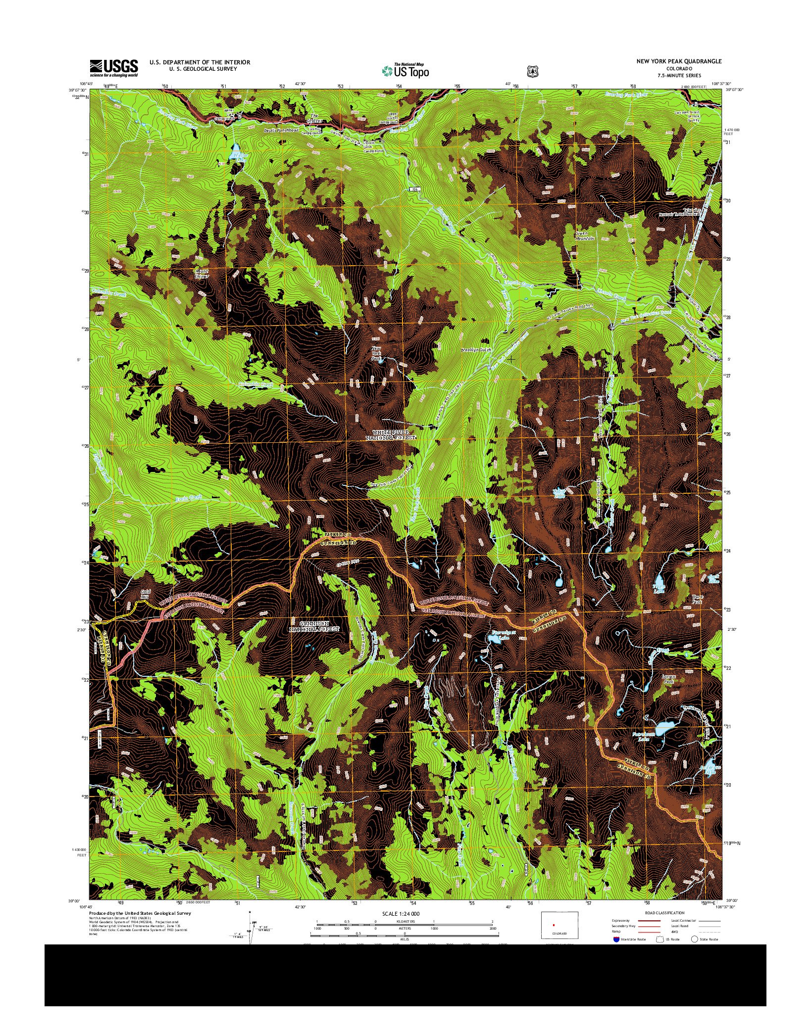 USGS US TOPO 7.5-MINUTE MAP FOR NEW YORK PEAK, CO 2013