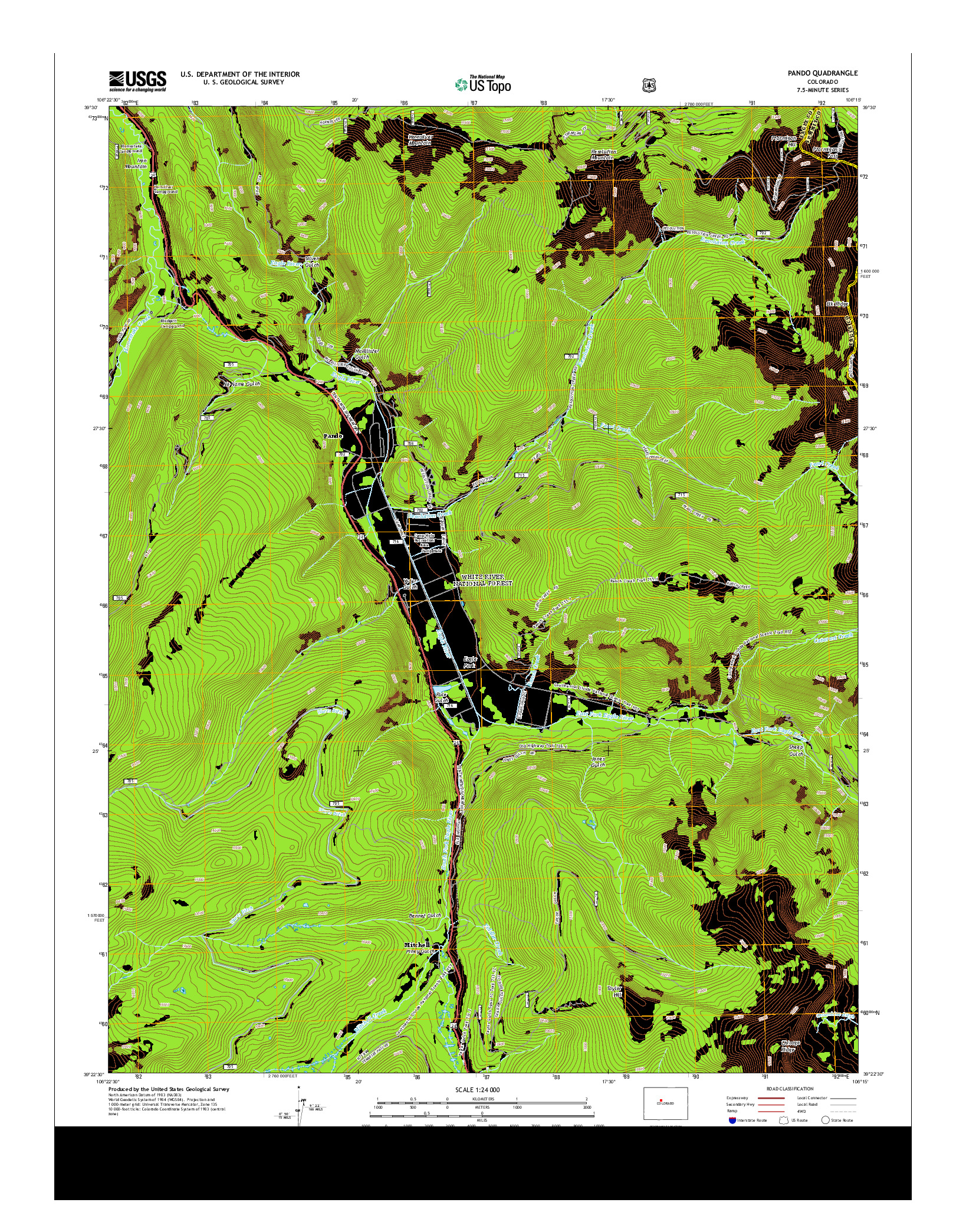 USGS US TOPO 7.5-MINUTE MAP FOR PANDO, CO 2013