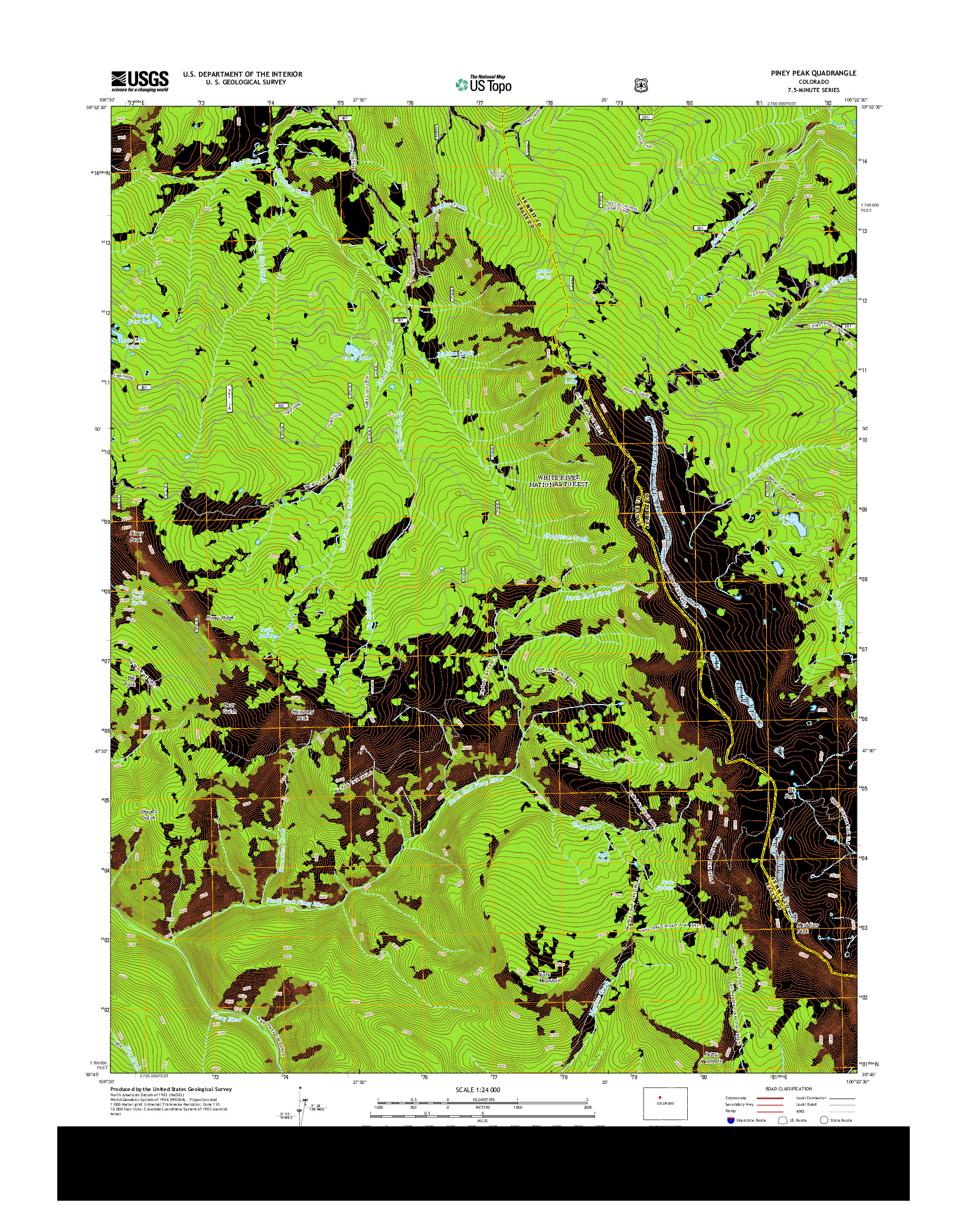 USGS US TOPO 7.5-MINUTE MAP FOR PINEY PEAK, CO 2013