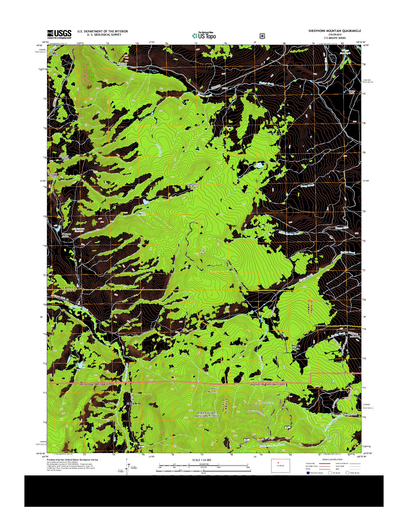 USGS US TOPO 7.5-MINUTE MAP FOR SHEEPHORN MOUNTAIN, CO 2013