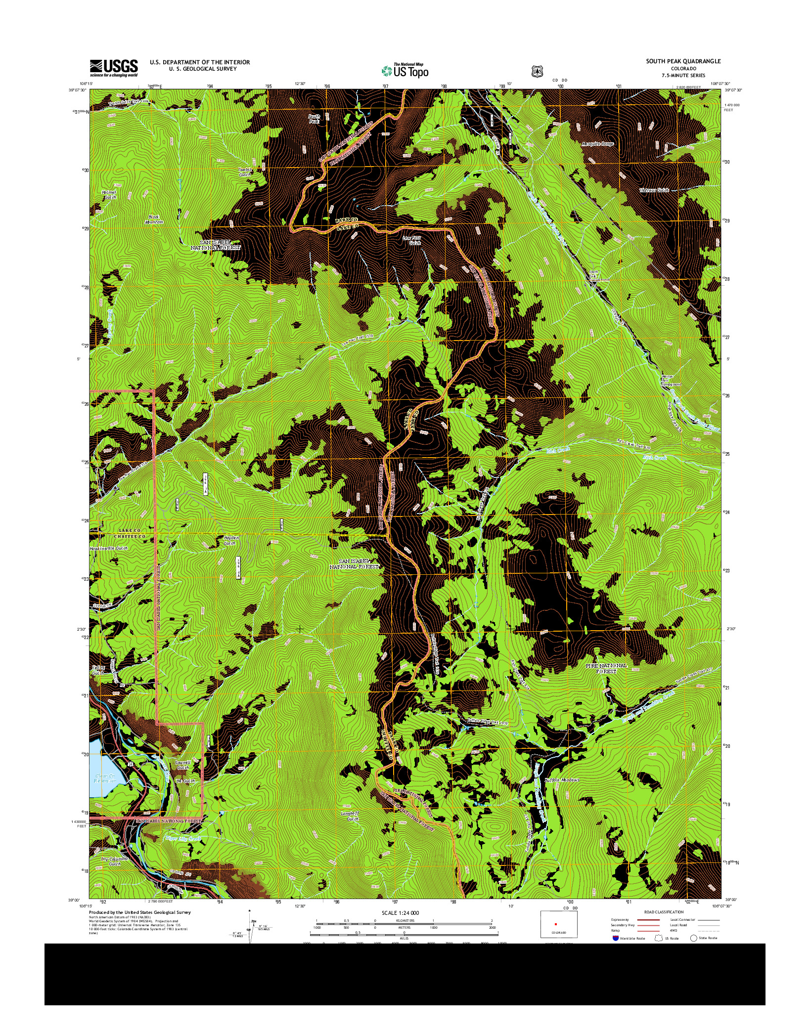 USGS US TOPO 7.5-MINUTE MAP FOR SOUTH PEAK, CO 2013