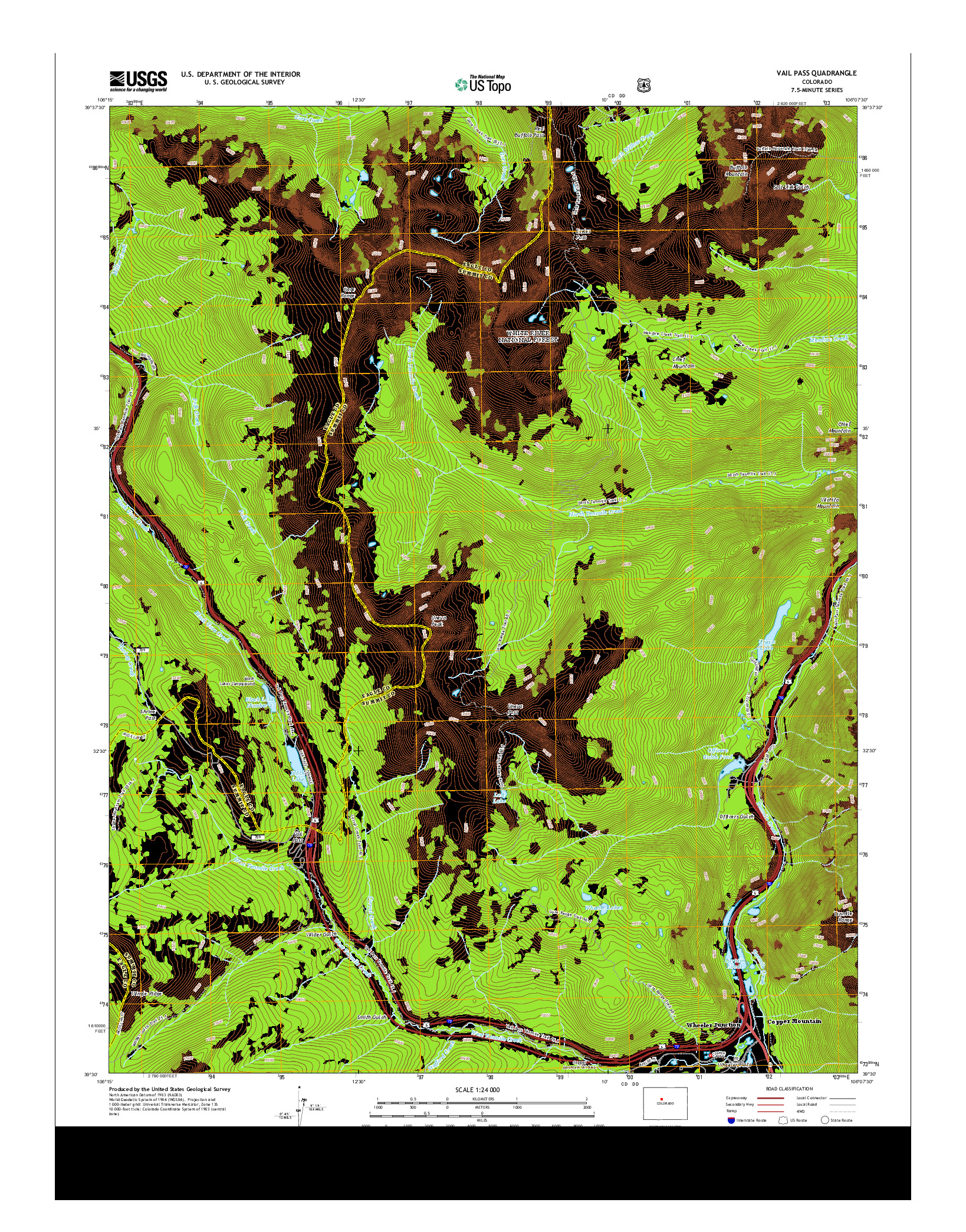 USGS US TOPO 7.5-MINUTE MAP FOR VAIL PASS, CO 2013