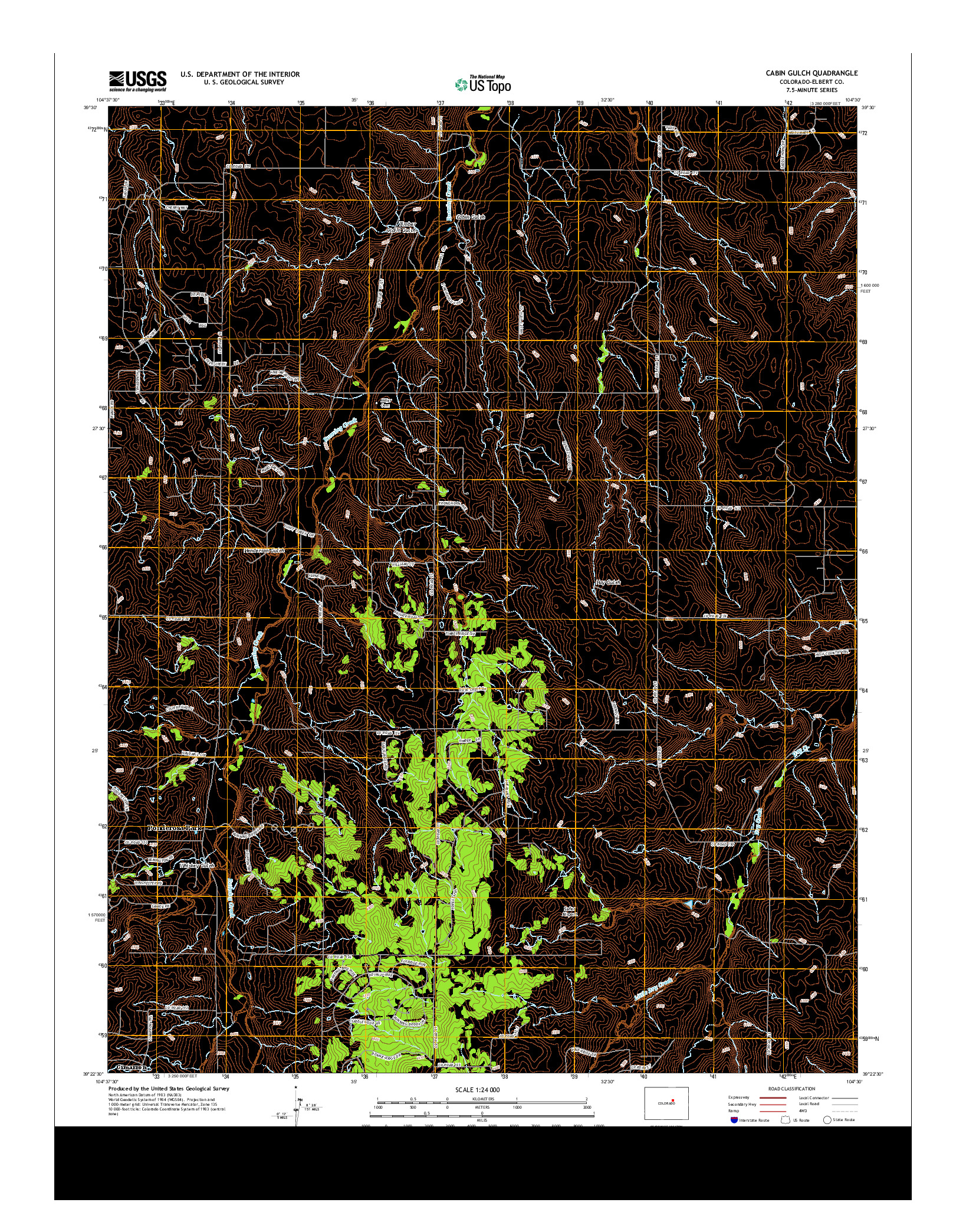 USGS US TOPO 7.5-MINUTE MAP FOR CABIN GULCH, CO 2013