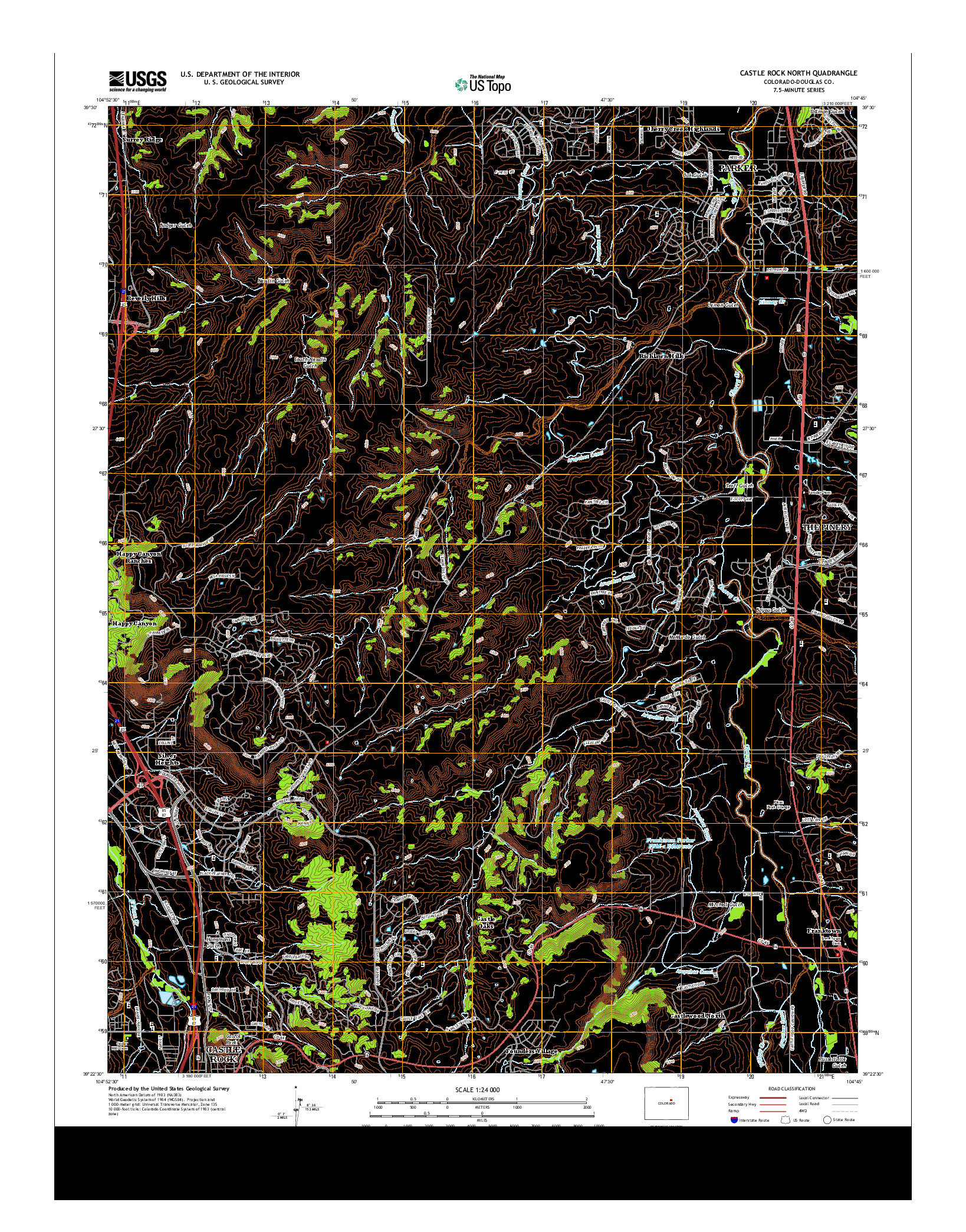 USGS US TOPO 7.5-MINUTE MAP FOR CASTLE ROCK NORTH, CO 2013