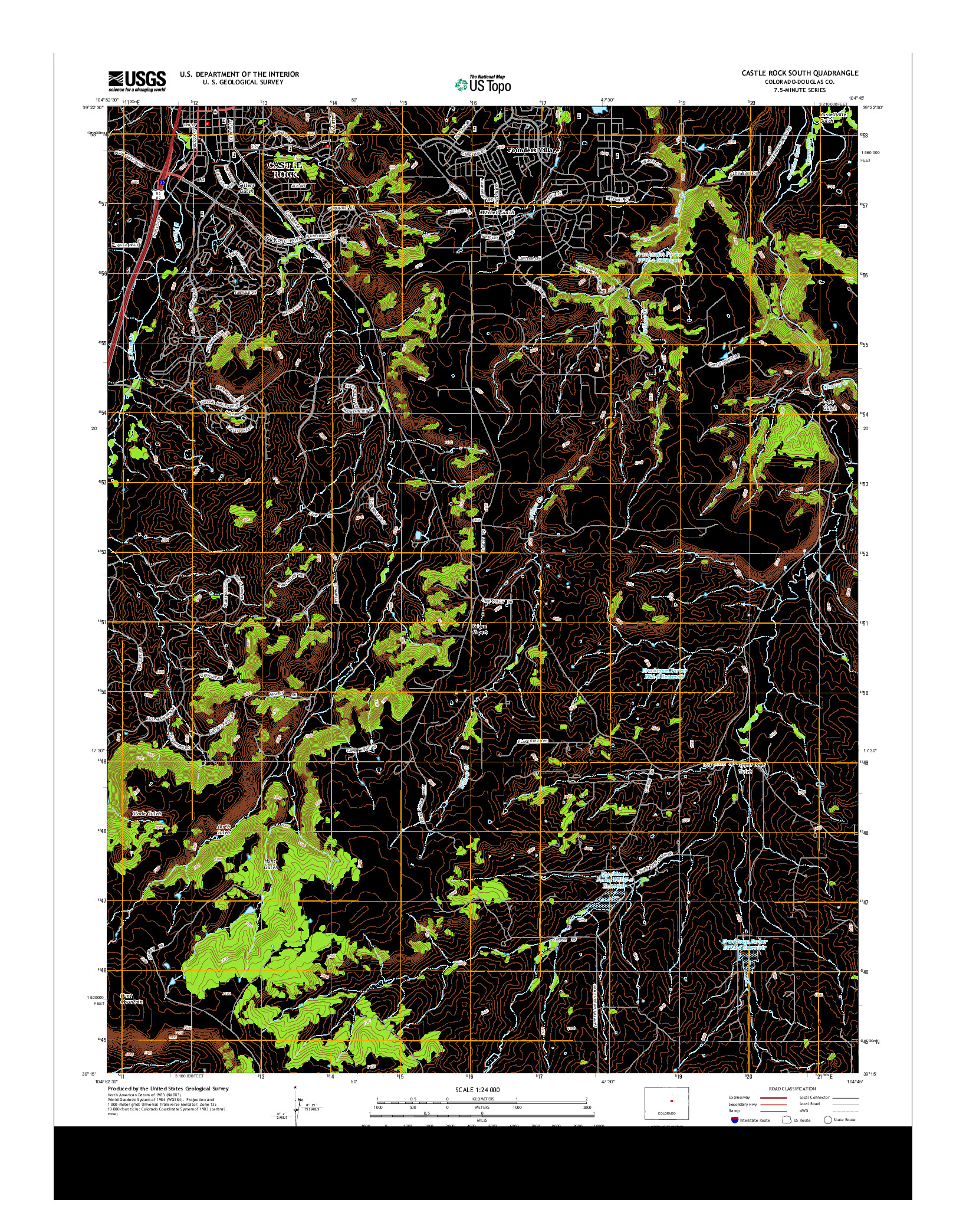 USGS US TOPO 7.5-MINUTE MAP FOR CASTLE ROCK SOUTH, CO 2013