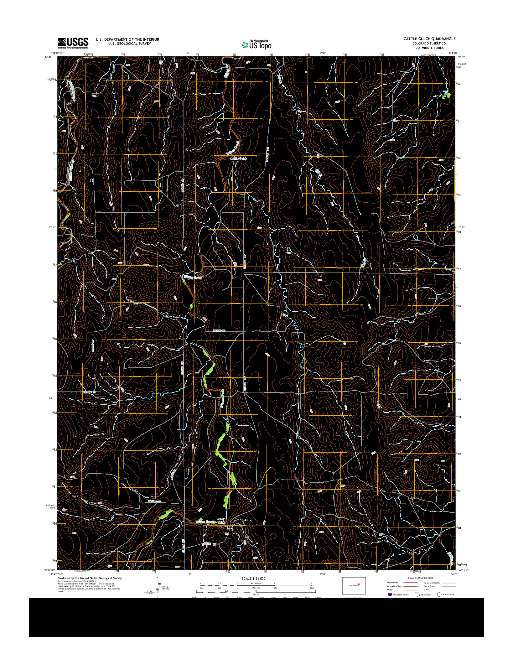 USGS US TOPO 7.5-MINUTE MAP FOR CATTLE GULCH, CO 2013