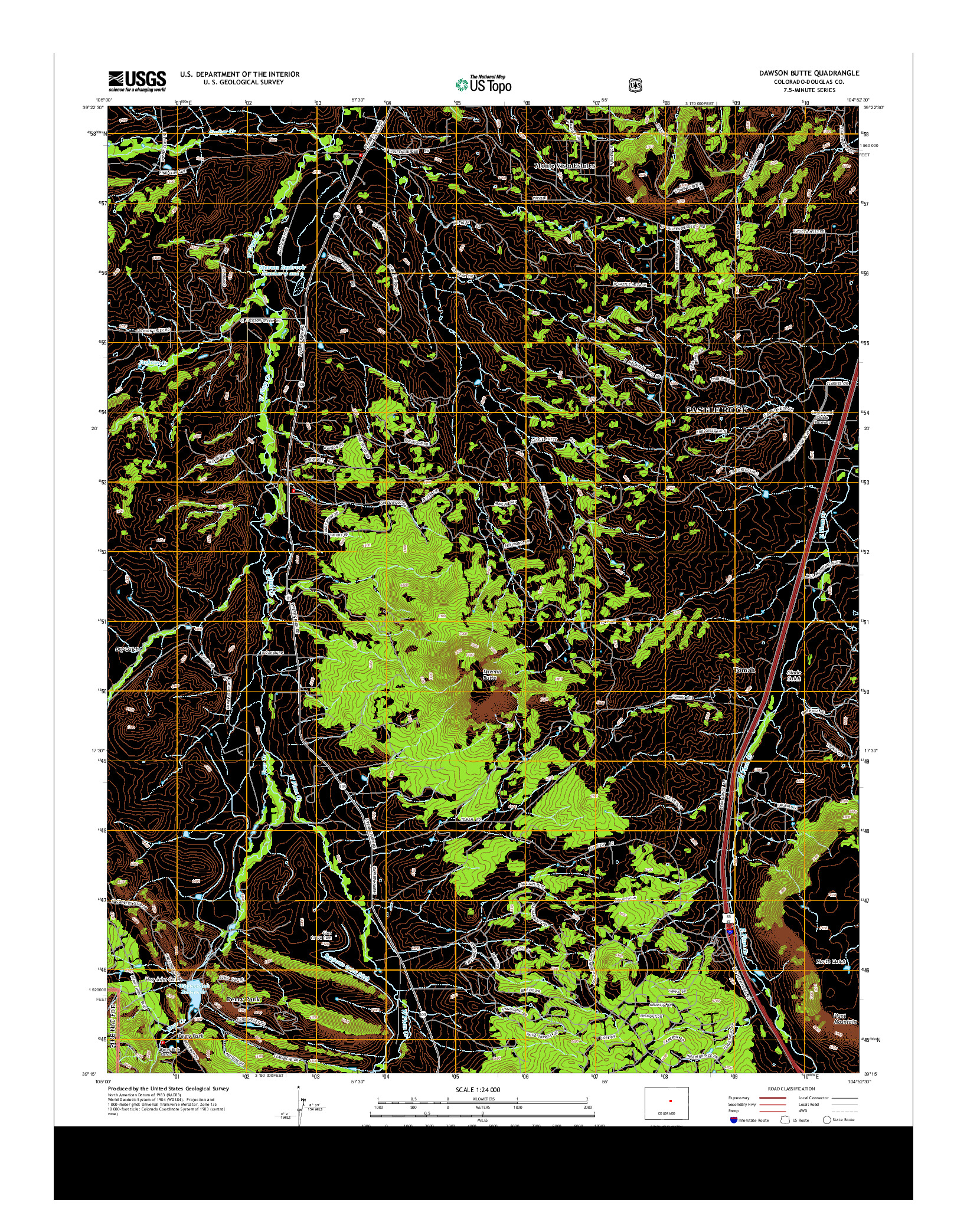 USGS US TOPO 7.5-MINUTE MAP FOR DAWSON BUTTE, CO 2013