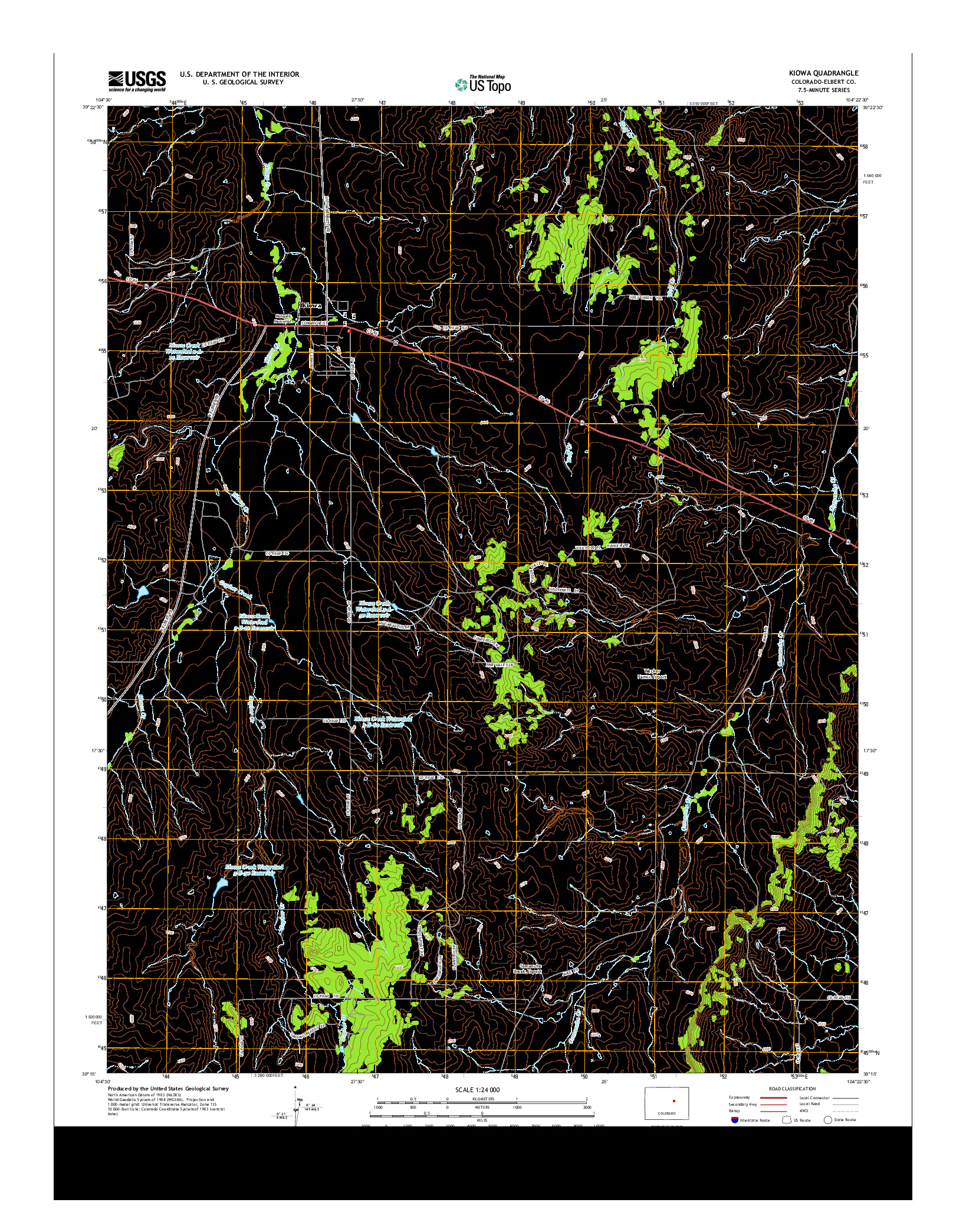USGS US TOPO 7.5-MINUTE MAP FOR KIOWA, CO 2013