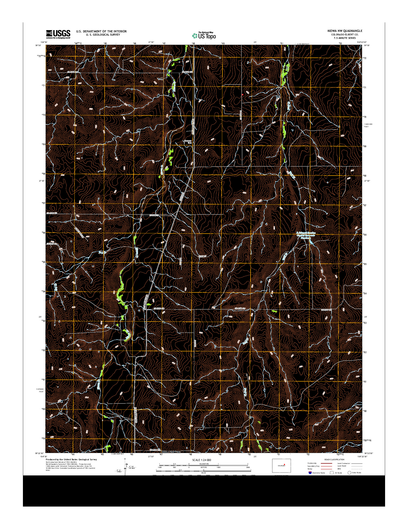 USGS US TOPO 7.5-MINUTE MAP FOR KIOWA NW, CO 2013