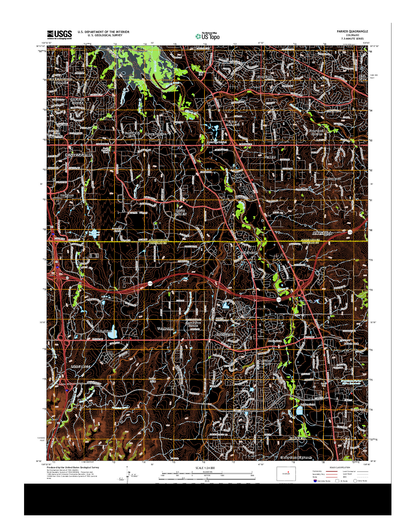 USGS US TOPO 7.5-MINUTE MAP FOR PARKER, CO 2013